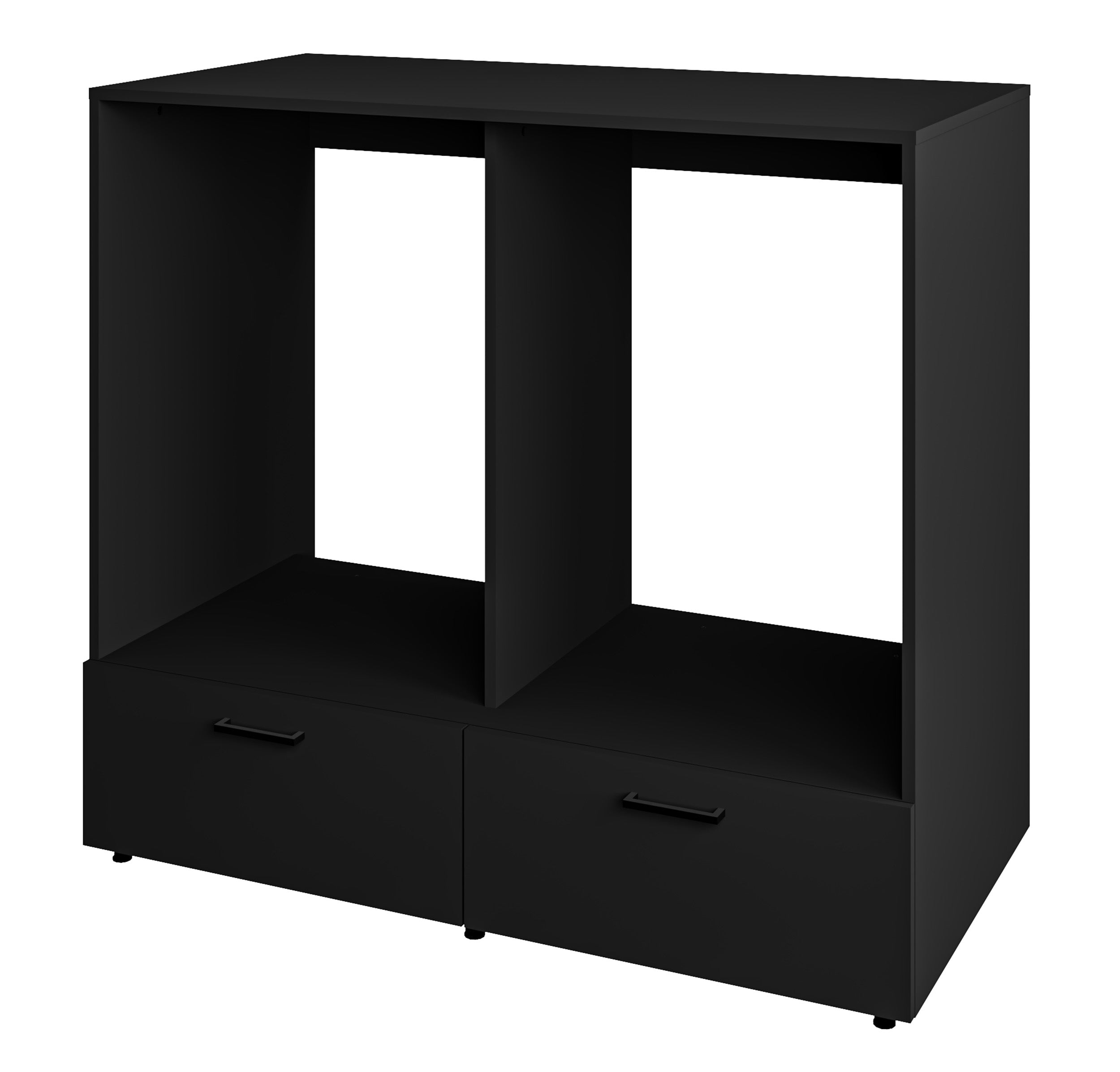 Schrank für Waschmaschine und Trockner Rosa mit zwei Schubladen in Schwarz Onyx