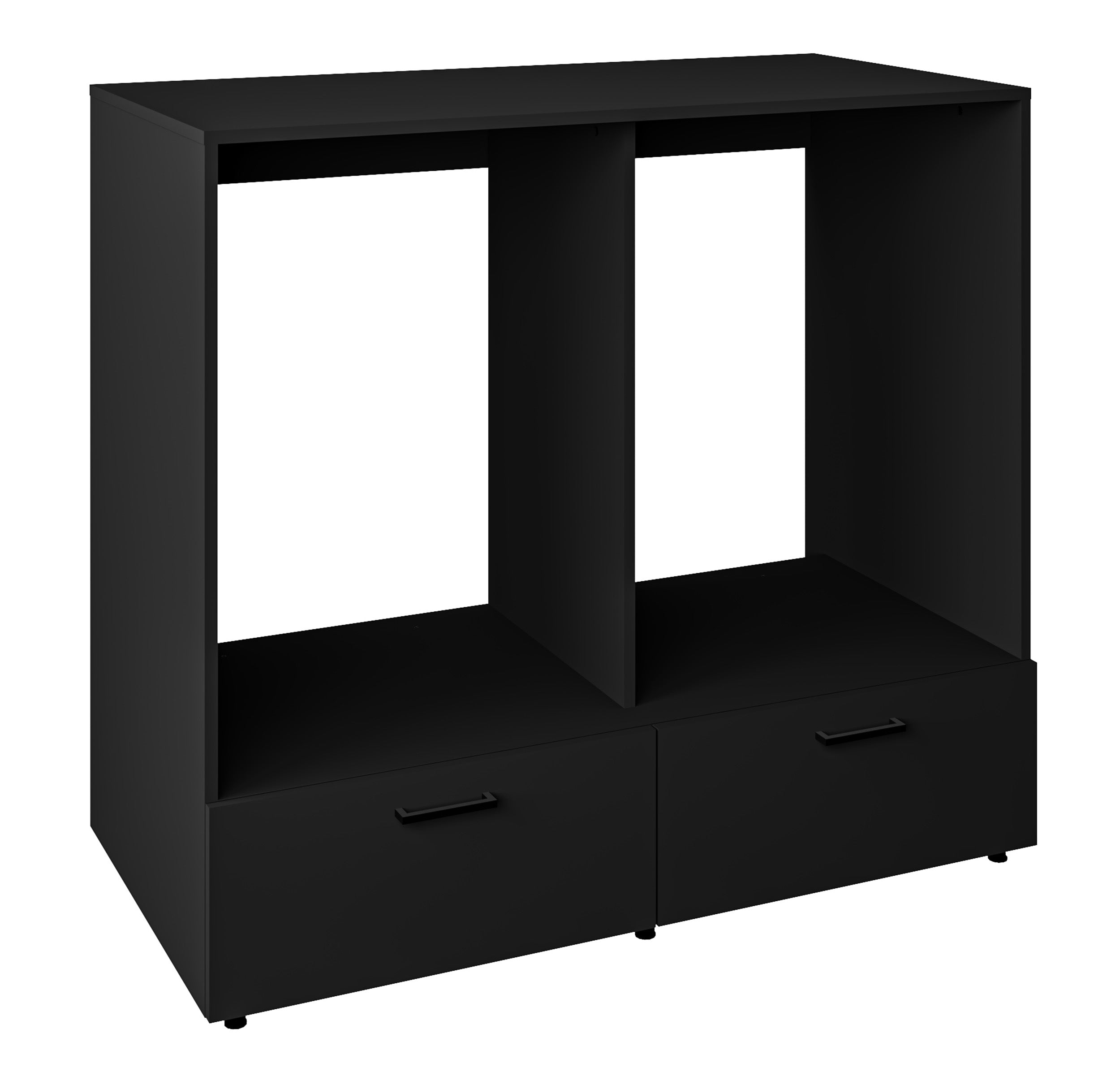 Schrank für Waschmaschine und Trockner Rosa mit zwei Schubladen in Schwarz Onyx