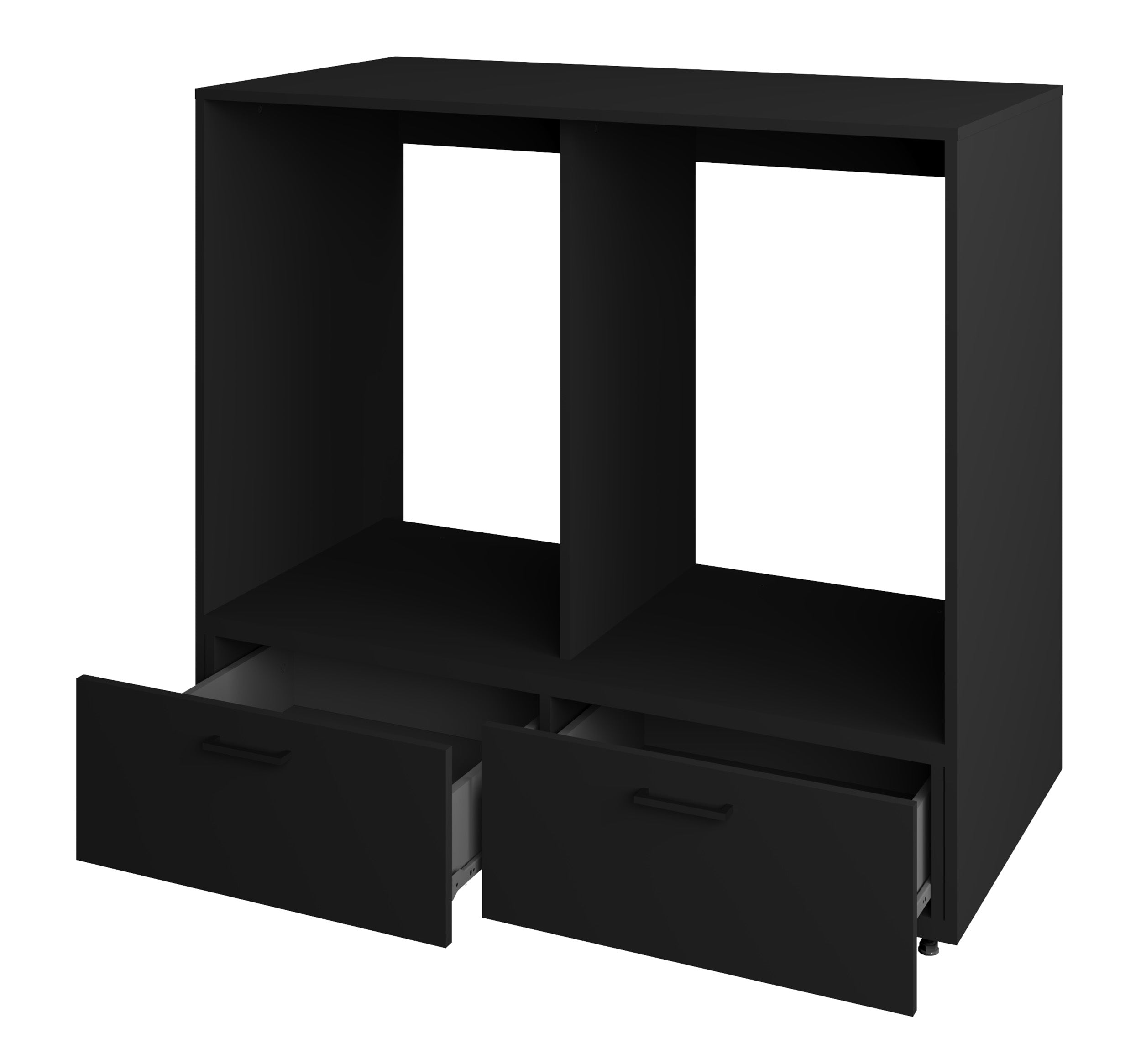 Schrank für Waschmaschine und Trockner Rosa mit zwei Schubladen in Schwarz Onyx
