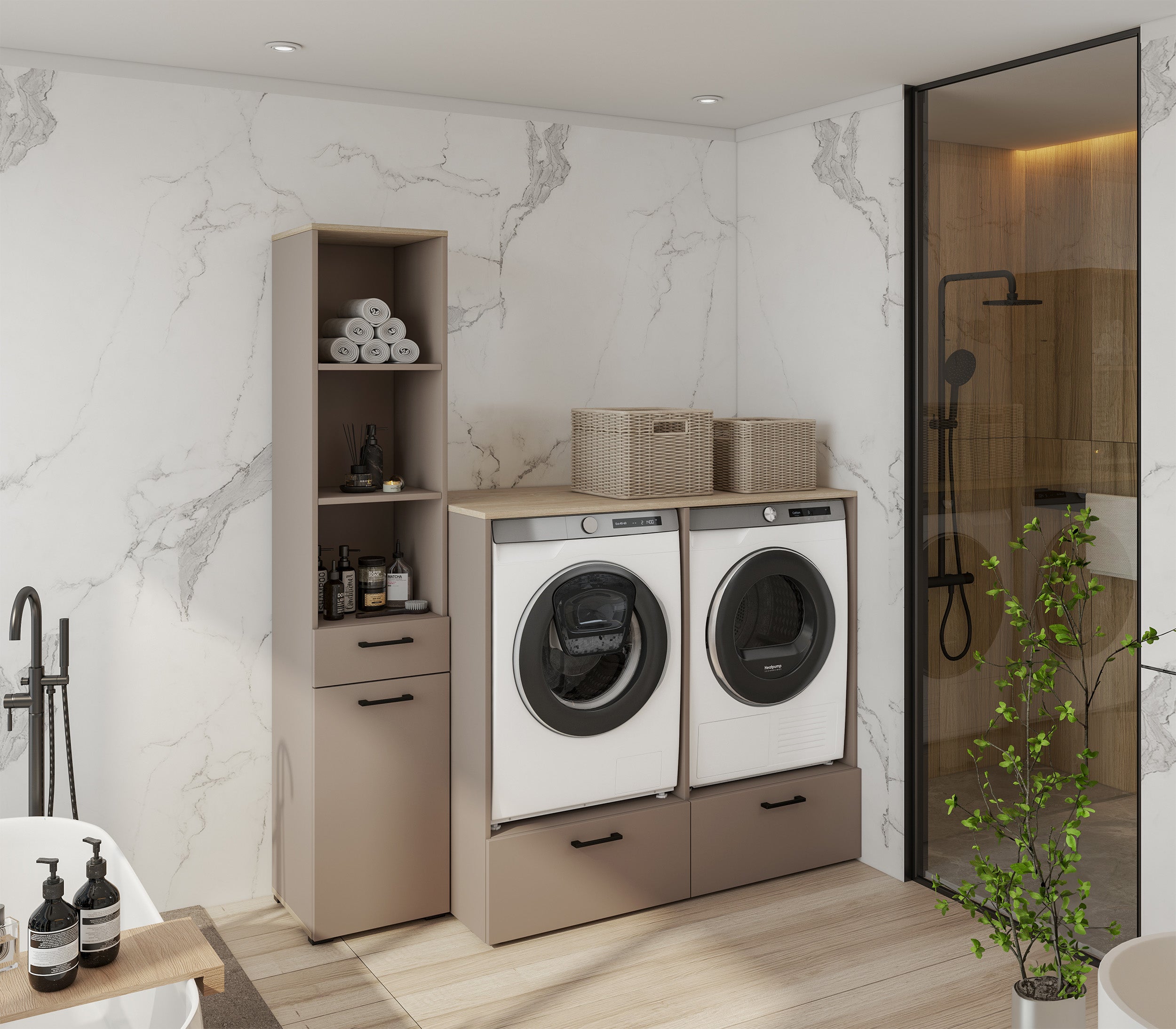 Badschrank Rosa congo/geölte Eiche