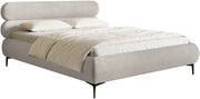 Gepolstertes Bett 140x200 cm Roule Cord grau-beige Cord Stoff schwarze Beine