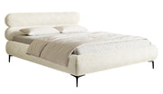 Polsterbett 160x200 cm Roule mit Stauraum, Metallrahmen, cremefarbenes Chenille, schwarze Beine