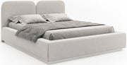 Polsterbett 140x200 cm Comoves mit Stauraum, Metallrahmen, grau-beiges Samt