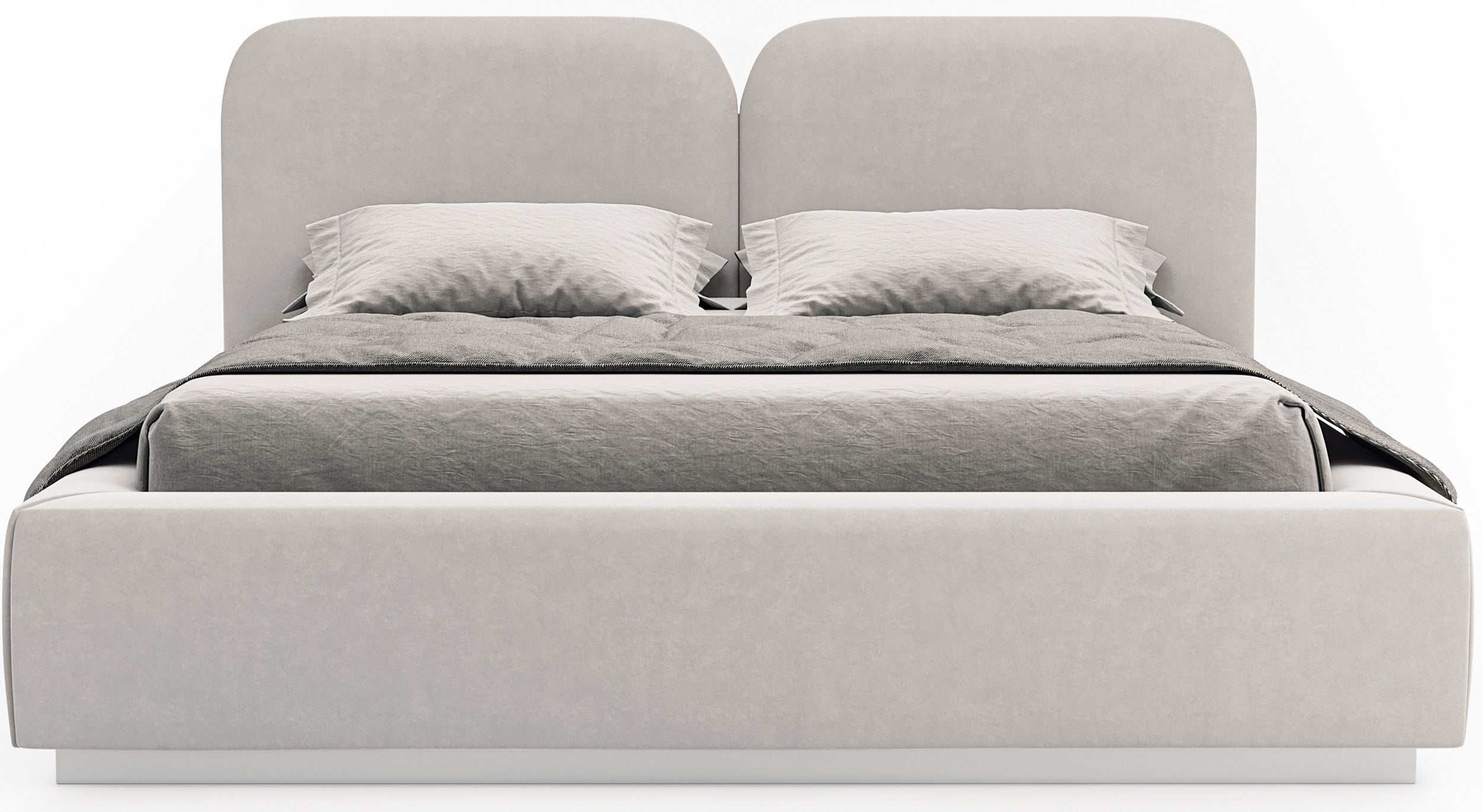 Polsterbett 140x200 cm Comoves mit Stauraum, Metallrahmen, grau-beiges Samt