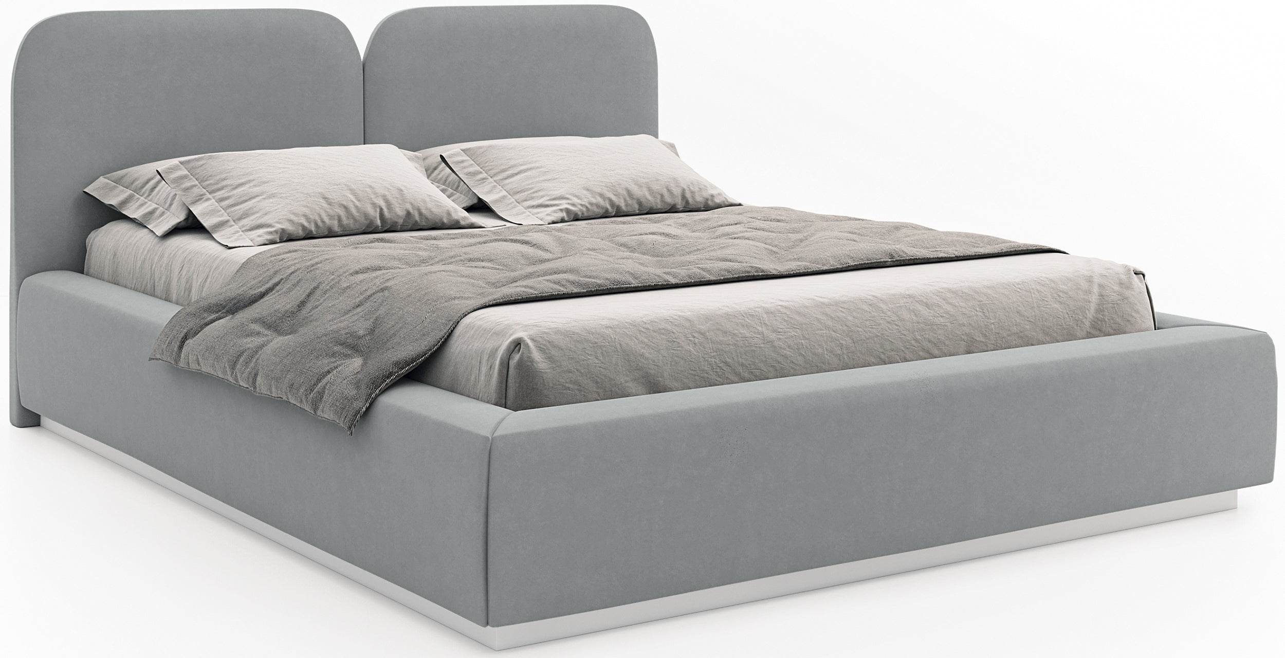 Gepolstertes Bett 140x200 cm Comoves, grauer Samt