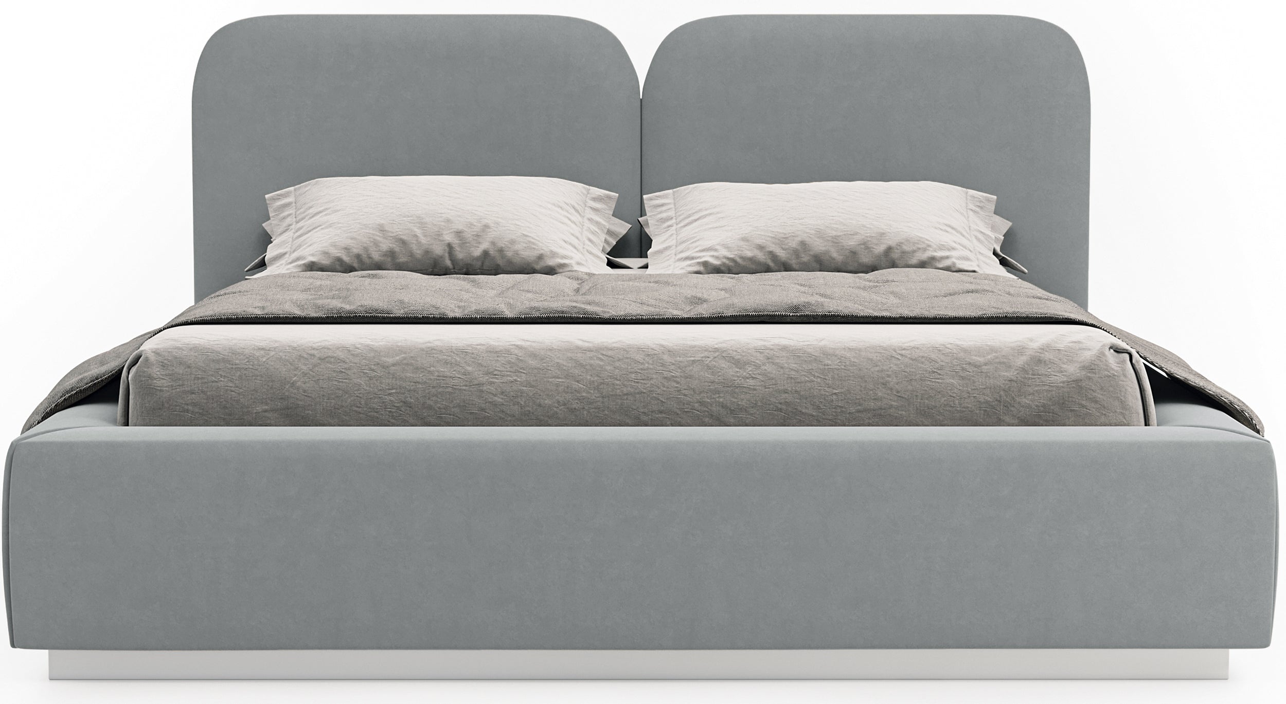 Gepolstertes Bett 140x200 cm Comoves, grauer Samt