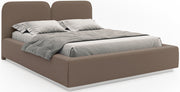Polsterbett 140x200 cm Comoves mit Stauraum und LED-Beleuchtung, Metallrahmen, brauner Samt