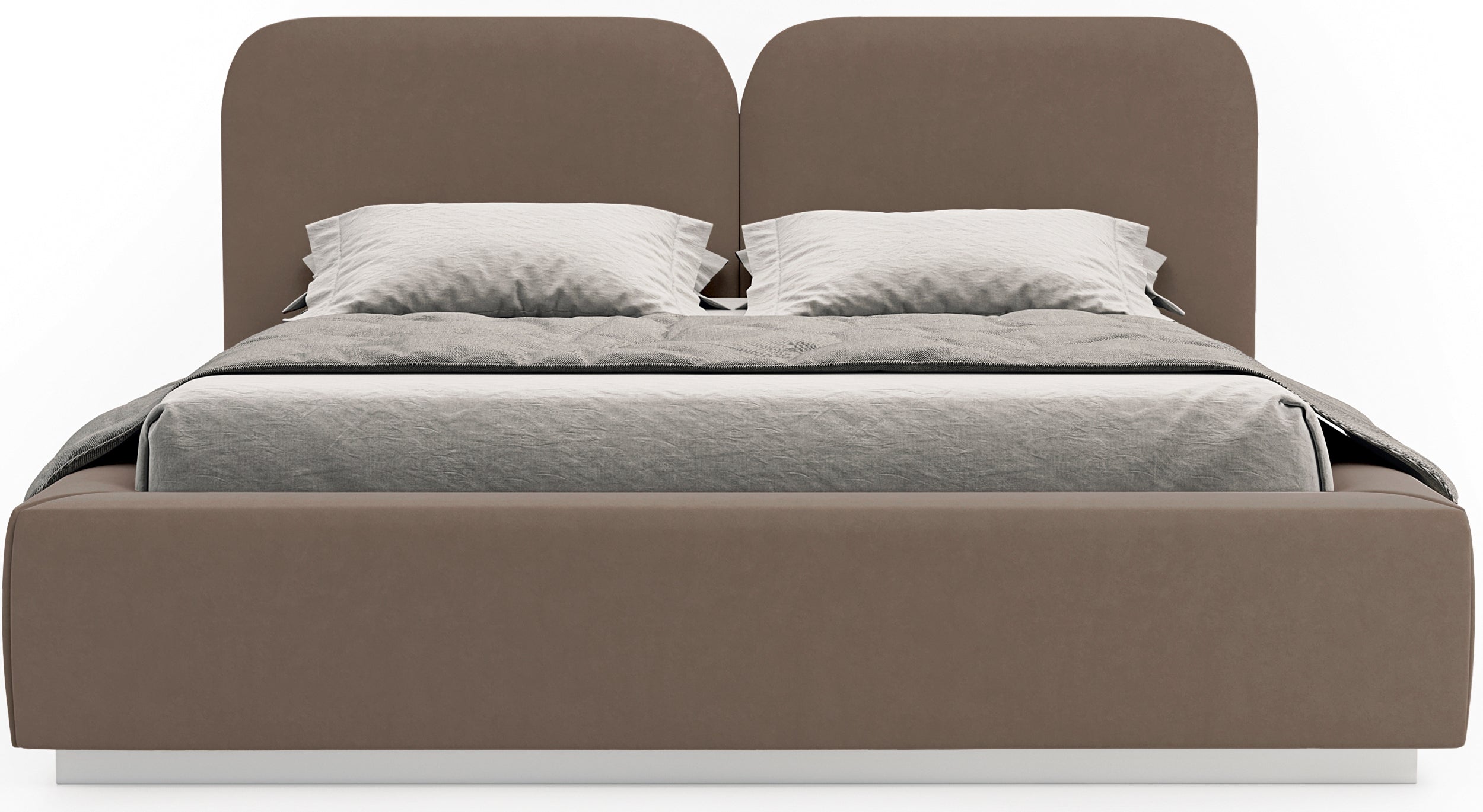 Polsterbett 140x200 cm Comoves mit Stauraum und LED-Beleuchtung, Metallrahmen, brauner Samt