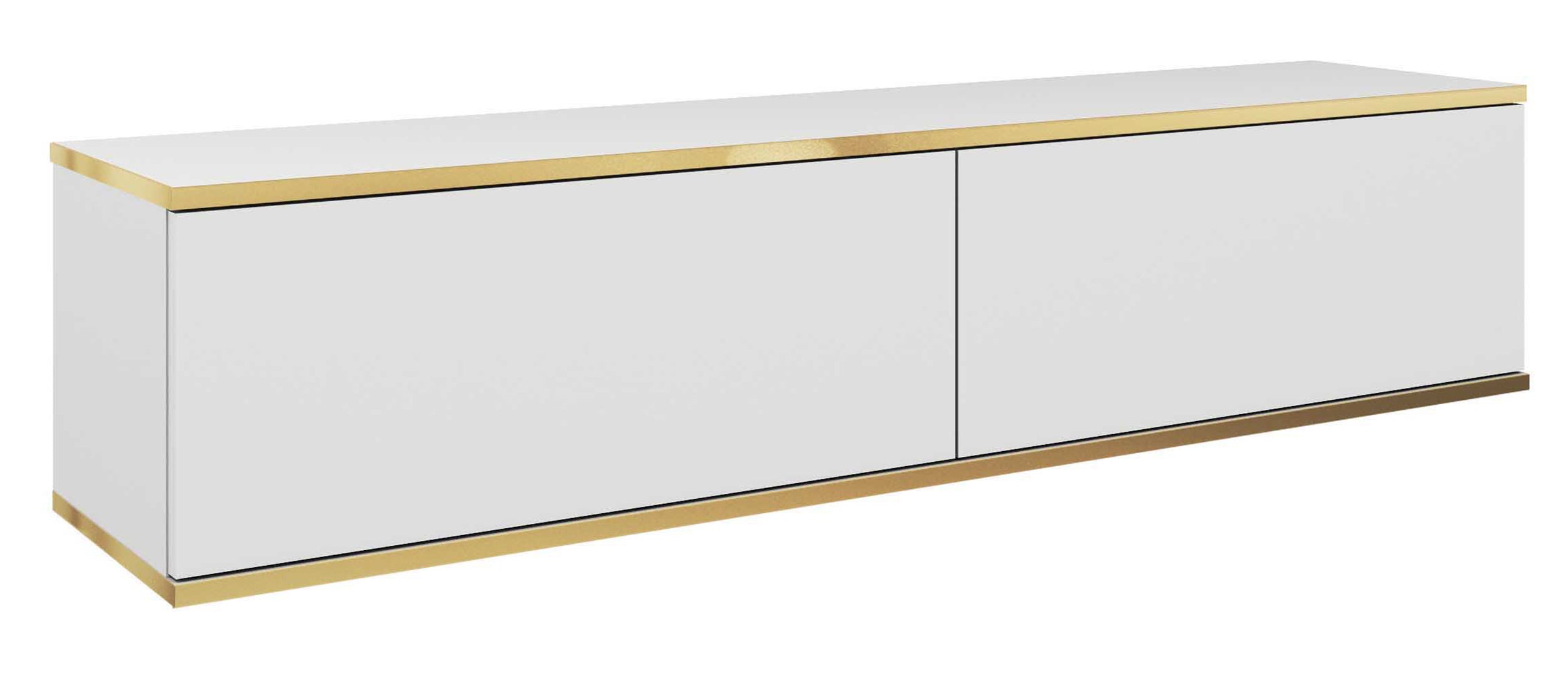 TV-Schrank Mucalma 135 cm weiß mit goldenen Applikationen