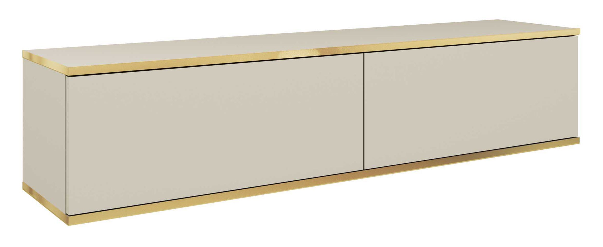 TV-Schrank Mucalma 135 cm beige mit goldenen Einsätzen