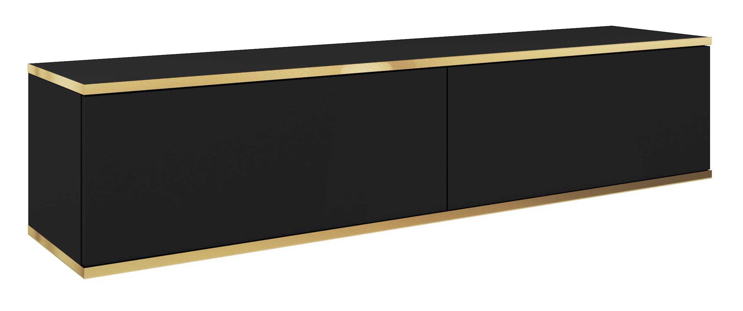 TV-Schrank Mucalma 135 cm schwarz mit goldenen Einsätzen