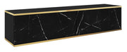 TV-Schrank Mucalma 135 cm schwarzer Marmor mit goldenen Einsätzen