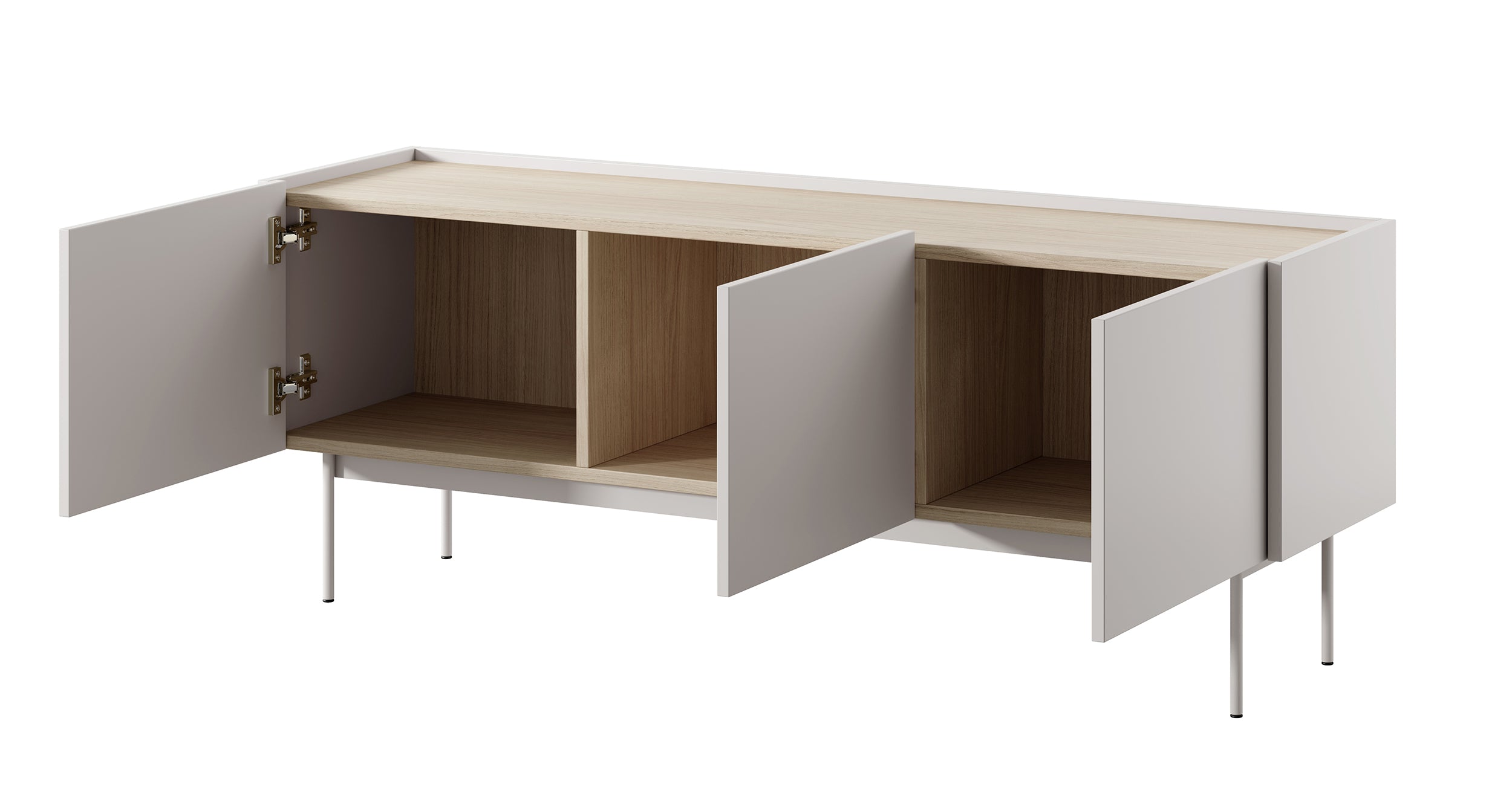 TV-Schrank Color 144 cm, dreitürig, Kaschmir / Eiche Linea