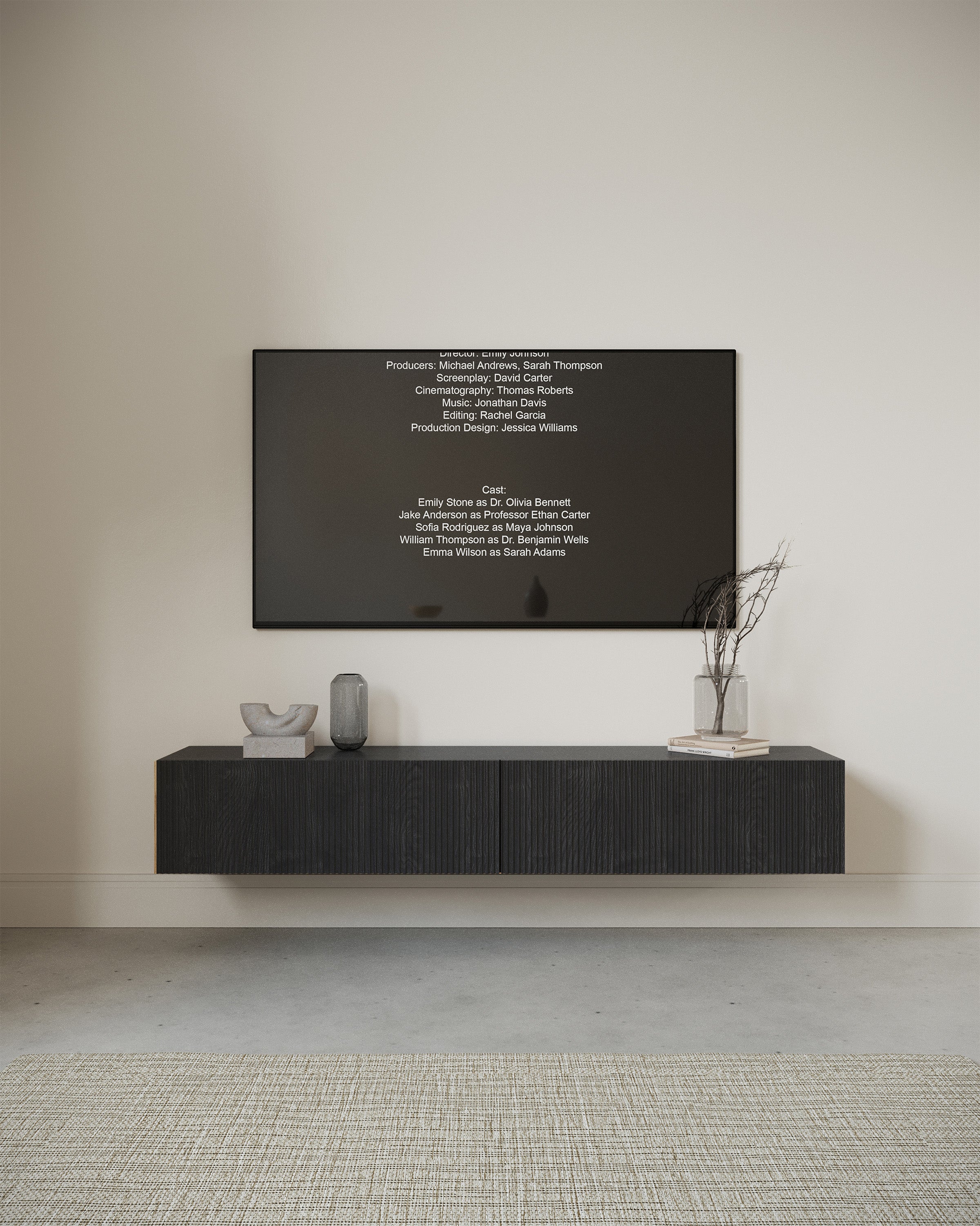 Hängender TV-Schrank Nolie 175 cm Portland Esche Schwarz