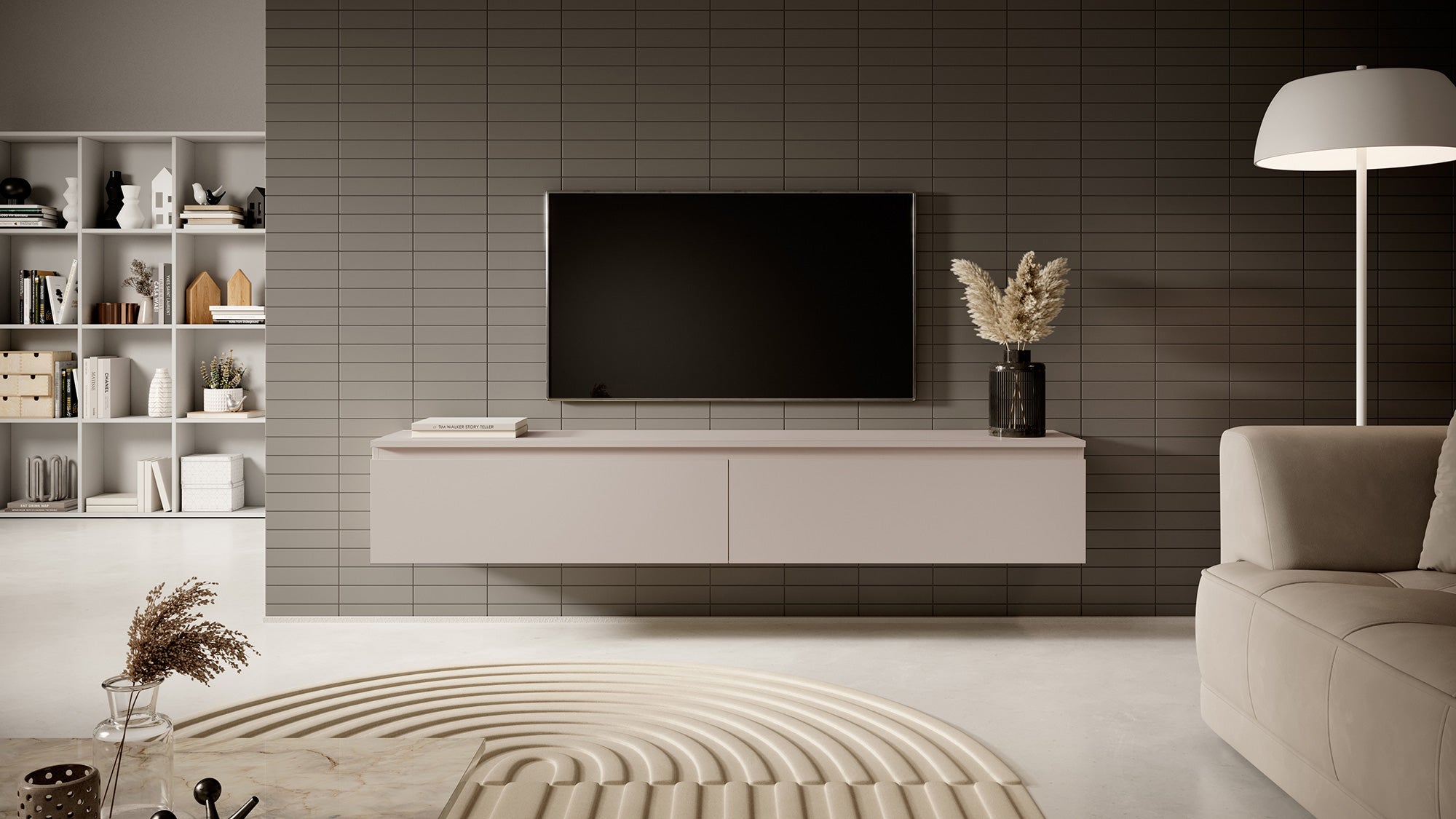 TV-Schrank Seney 175 cm Grau Beige