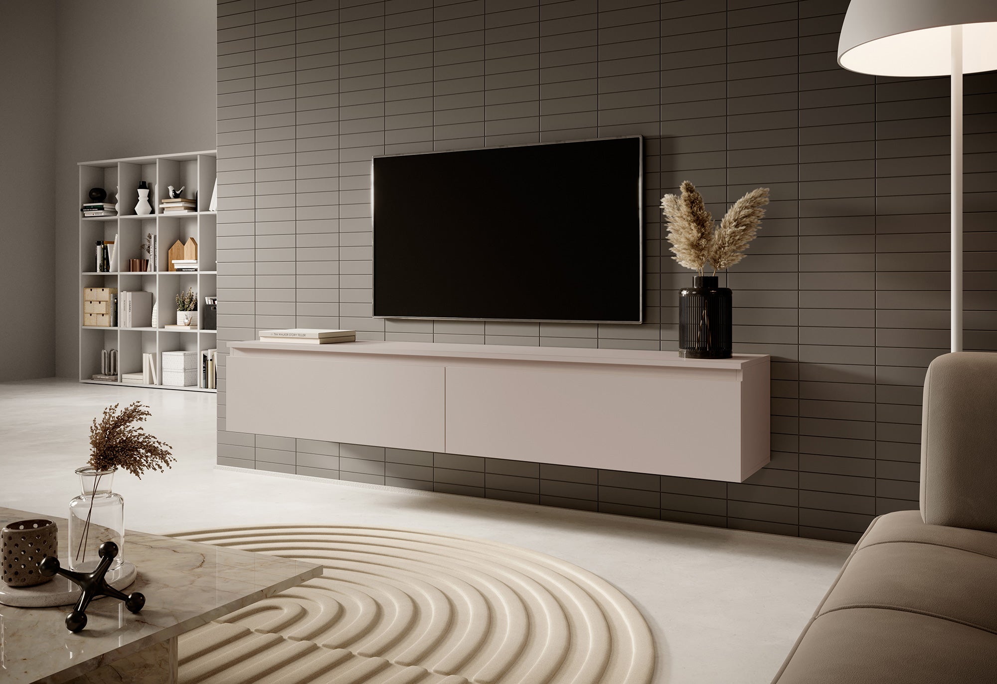 TV-Schrank Seney 175 cm Grau Beige