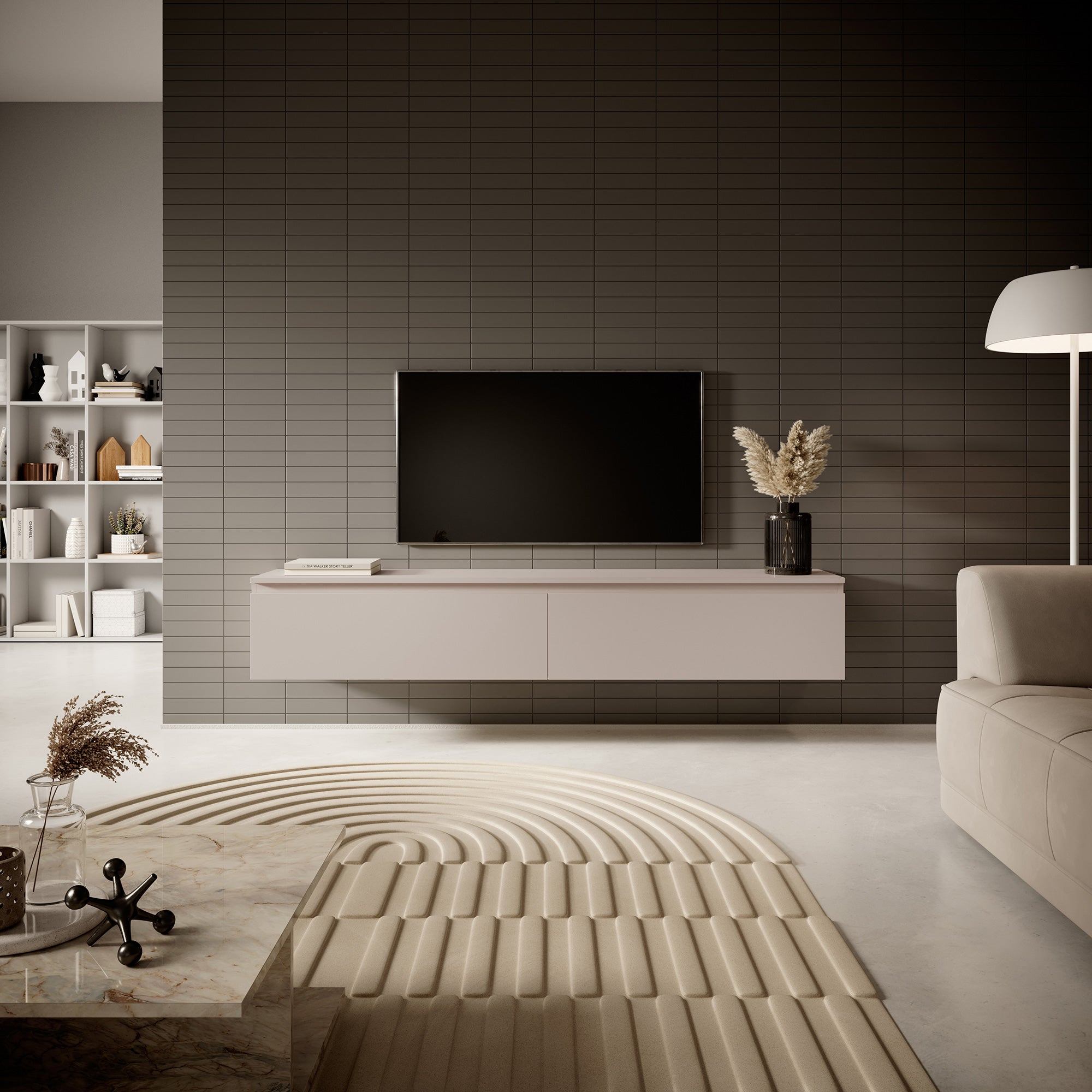 TV-Schrank Seney 175 cm Grau Beige
