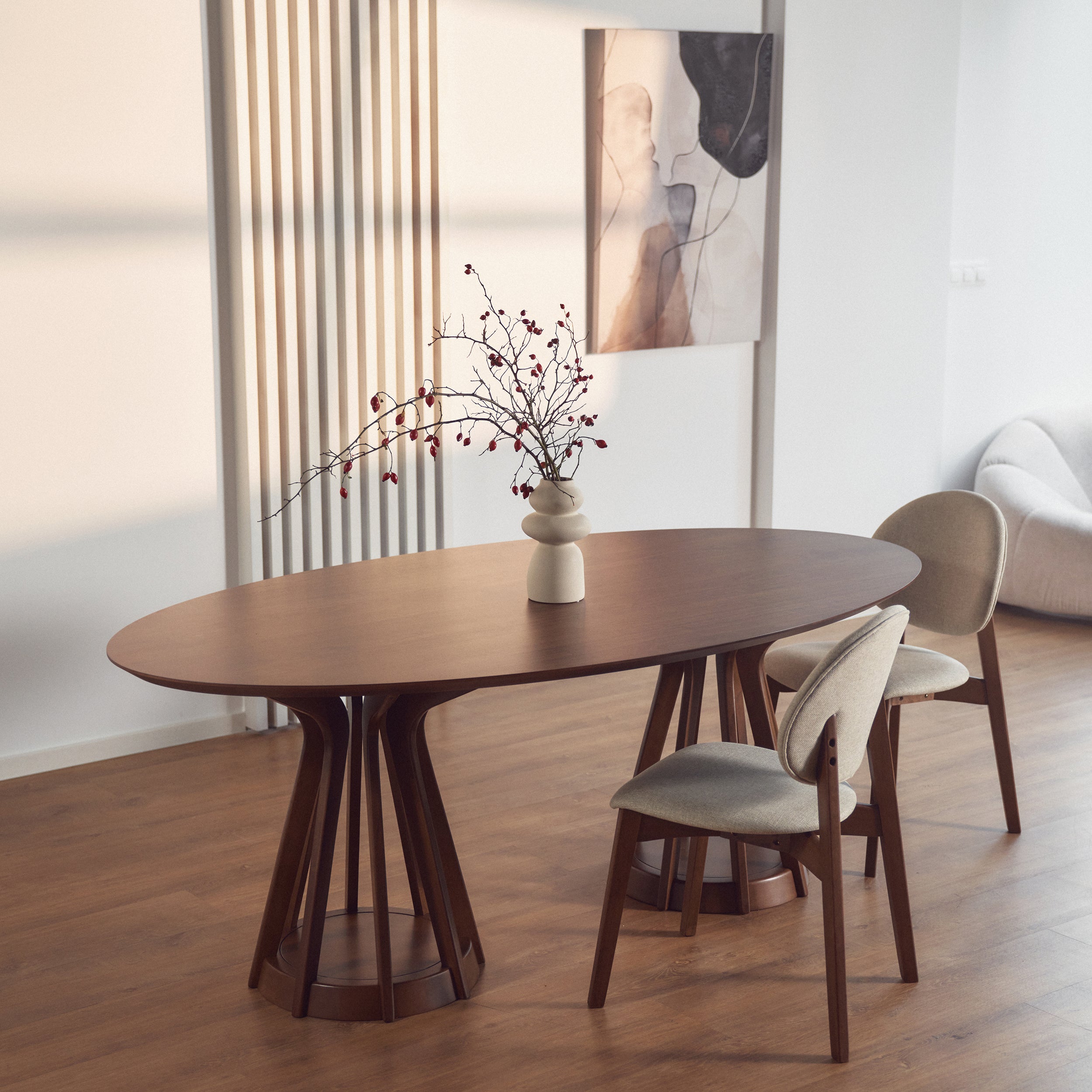 Holzstuhl für das Esszimmer Stenne Nussbaum/Beige