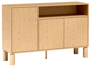 Drehtür-Kommode Sanden mit Nische 140 cm Eiche Bookmatch