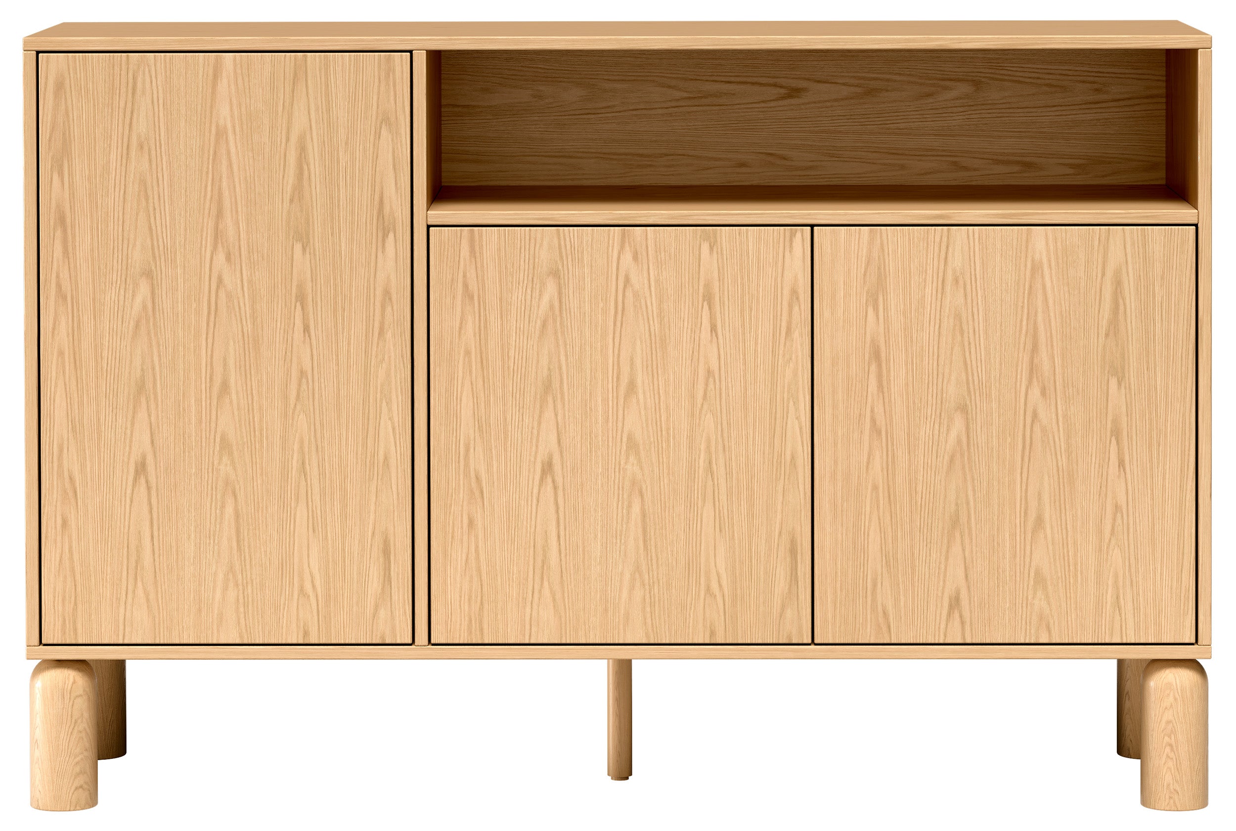 Drehtür-Kommode Sanden mit Nische 140 cm Eiche Bookmatch