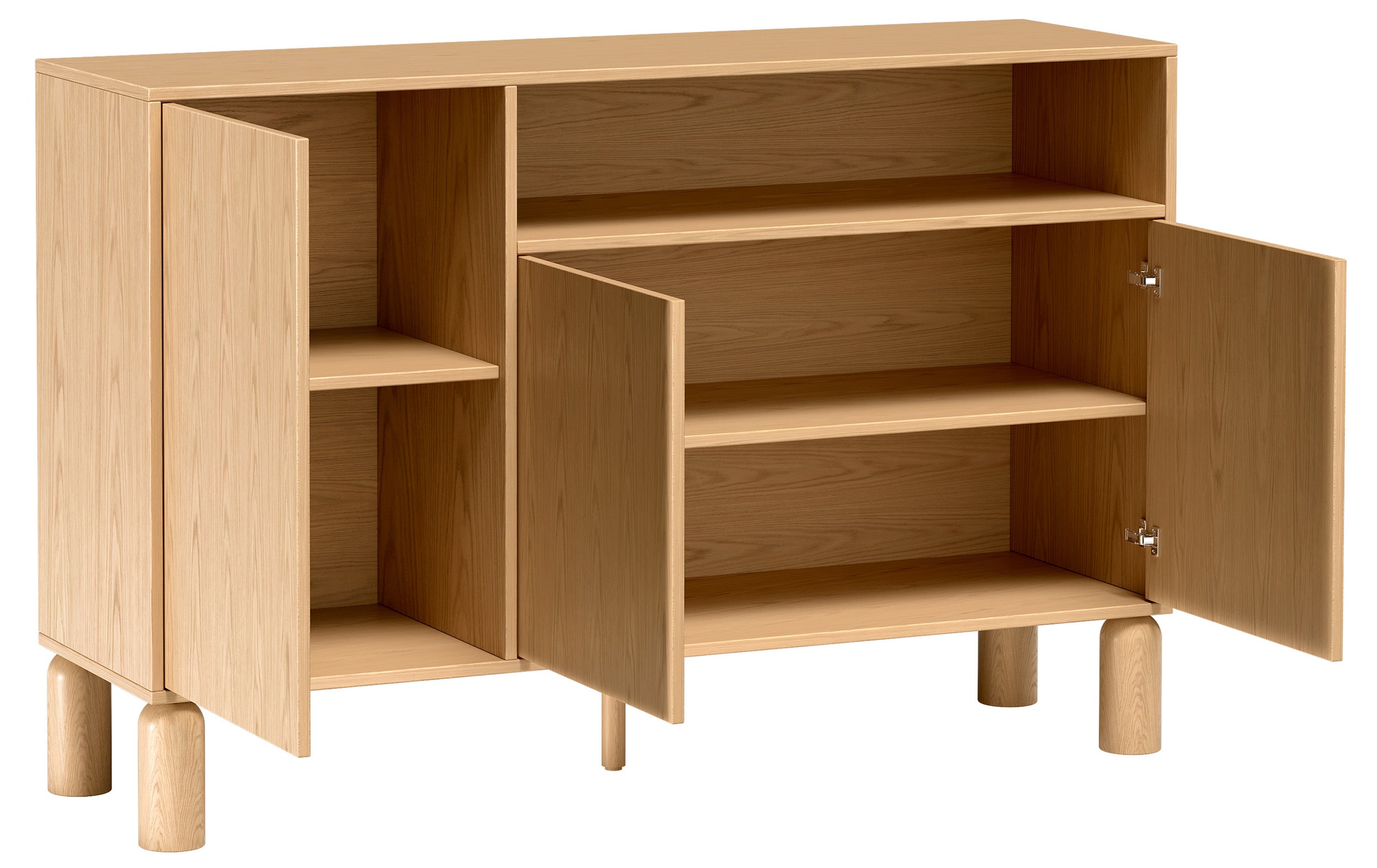 Drehtür-Kommode Sanden mit Nische 140 cm Eiche Bookmatch