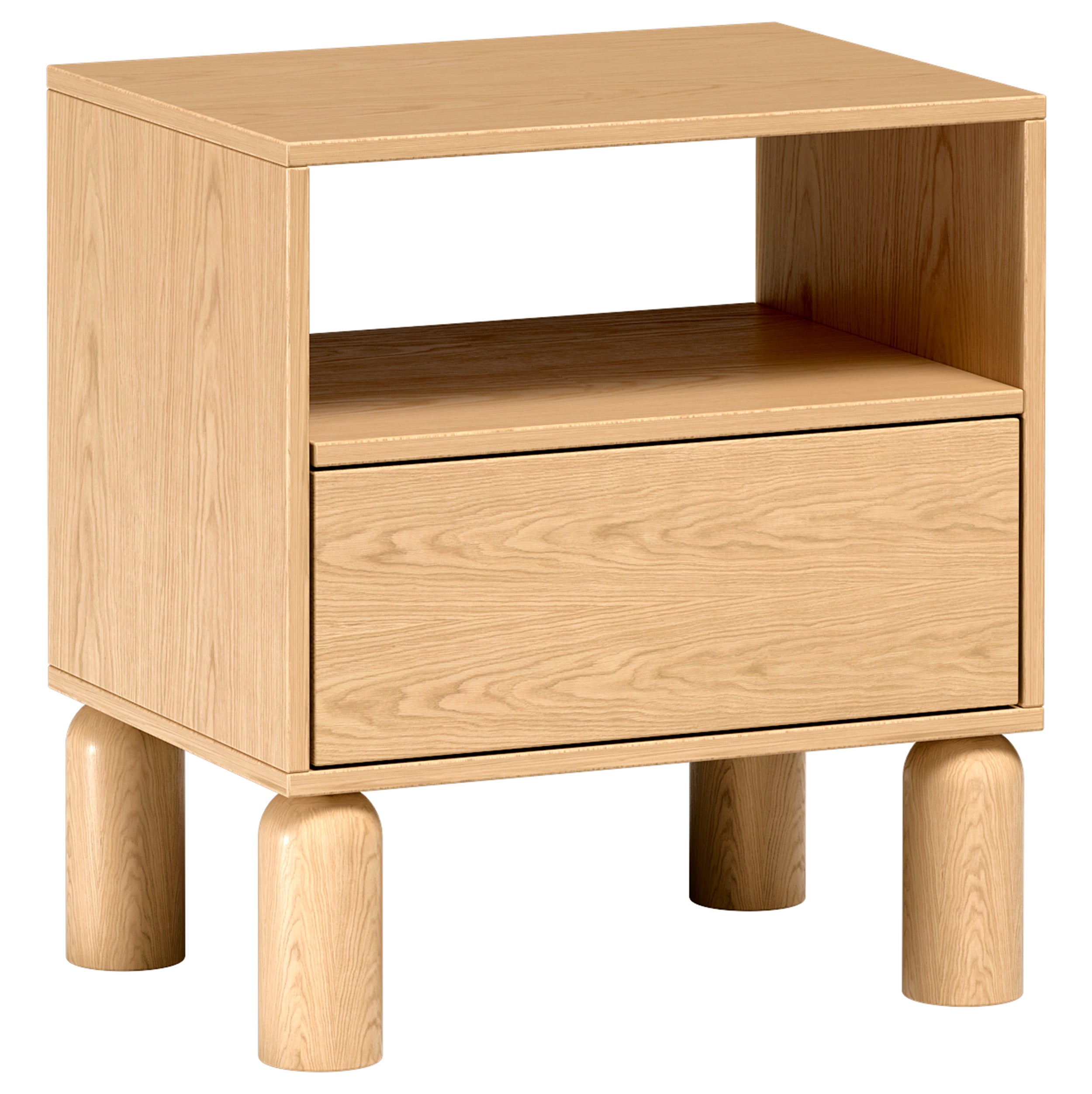 Nachttisch Sanden mit Schublade und Fach, 54 cm, Eiche Bookmatch