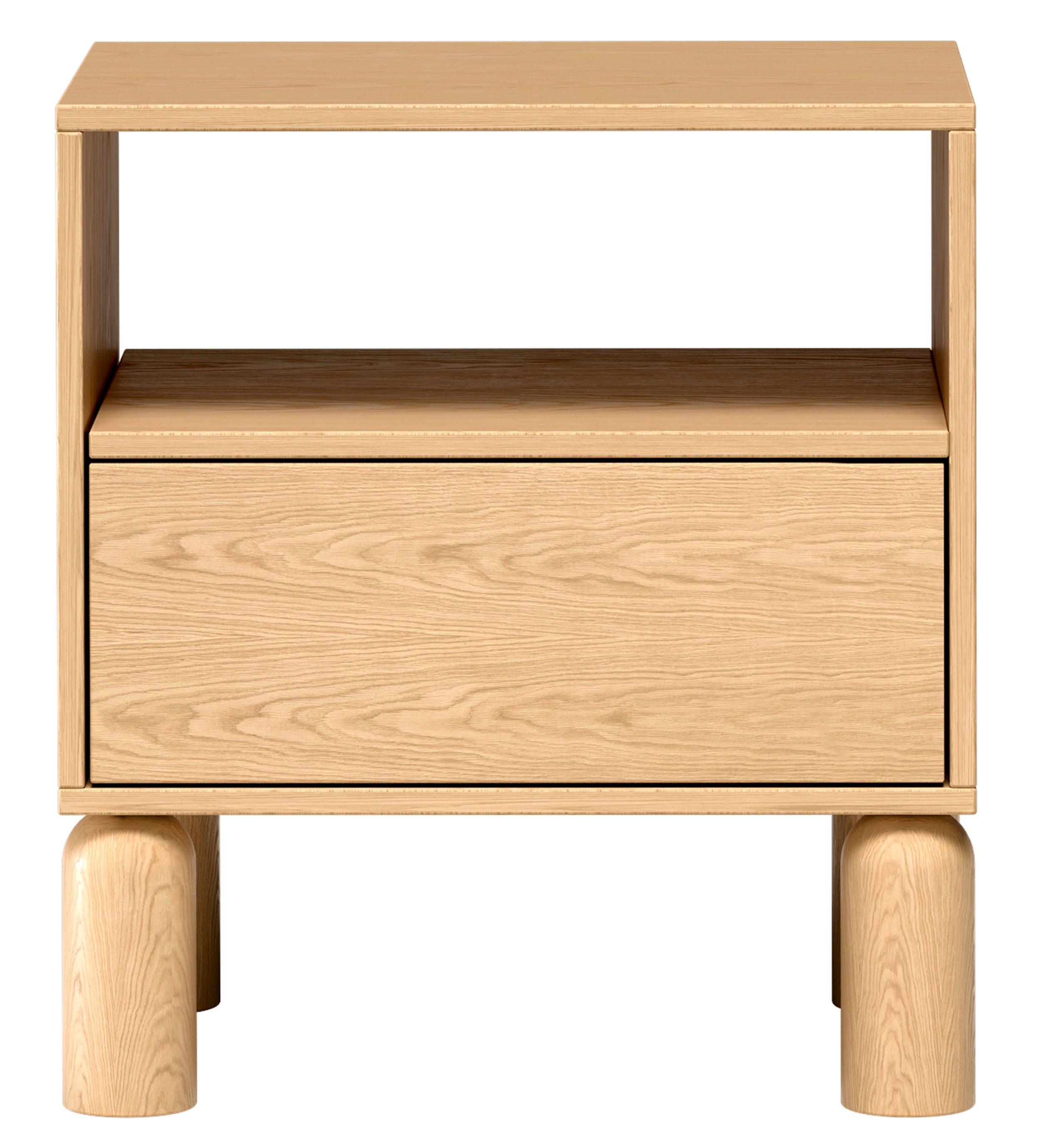 Nachttisch Sanden mit Schublade und Fach, 54 cm, Eiche Bookmatch