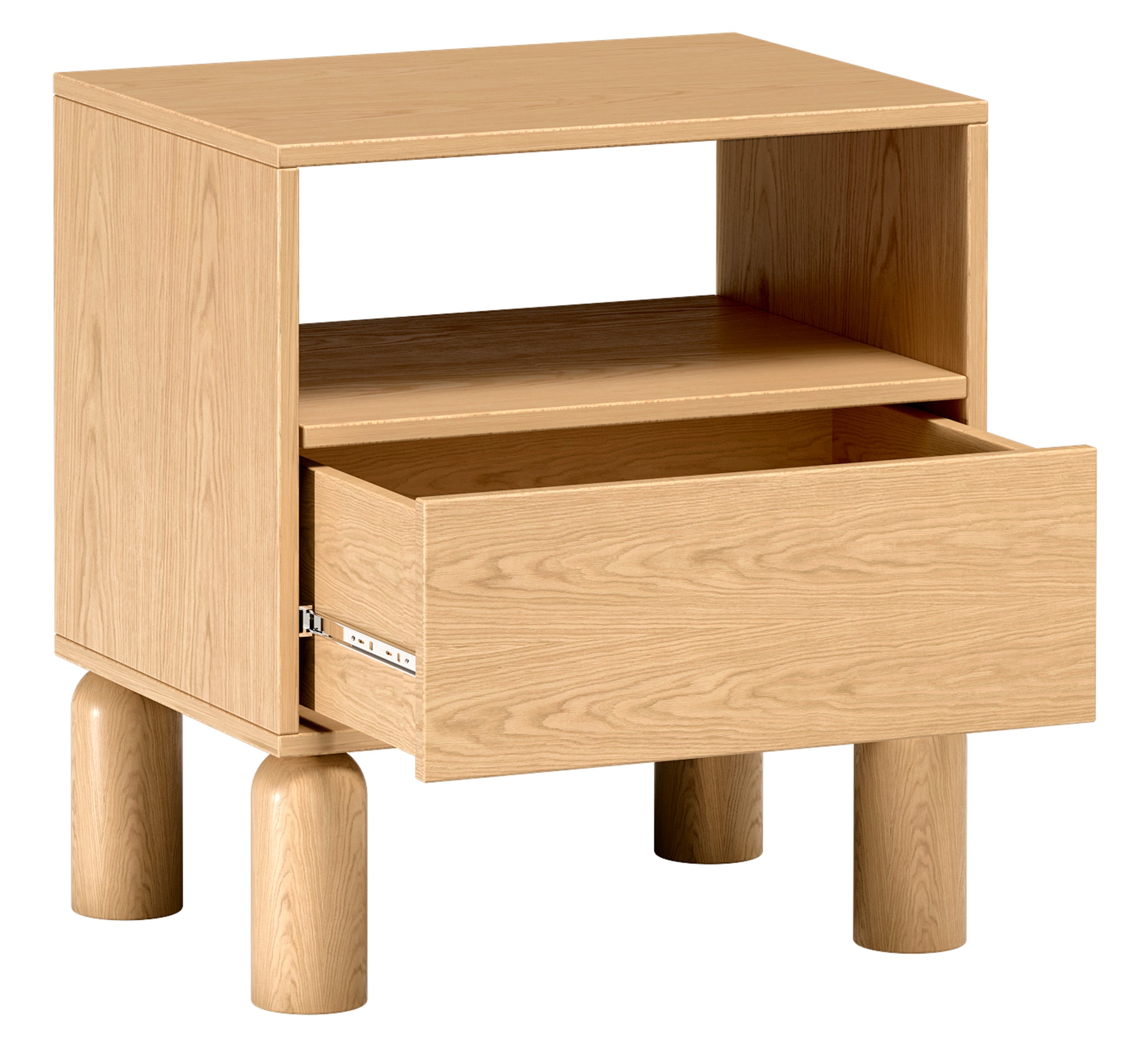 Nachttisch Sanden mit Schublade und Fach, 54 cm, Eiche Bookmatch