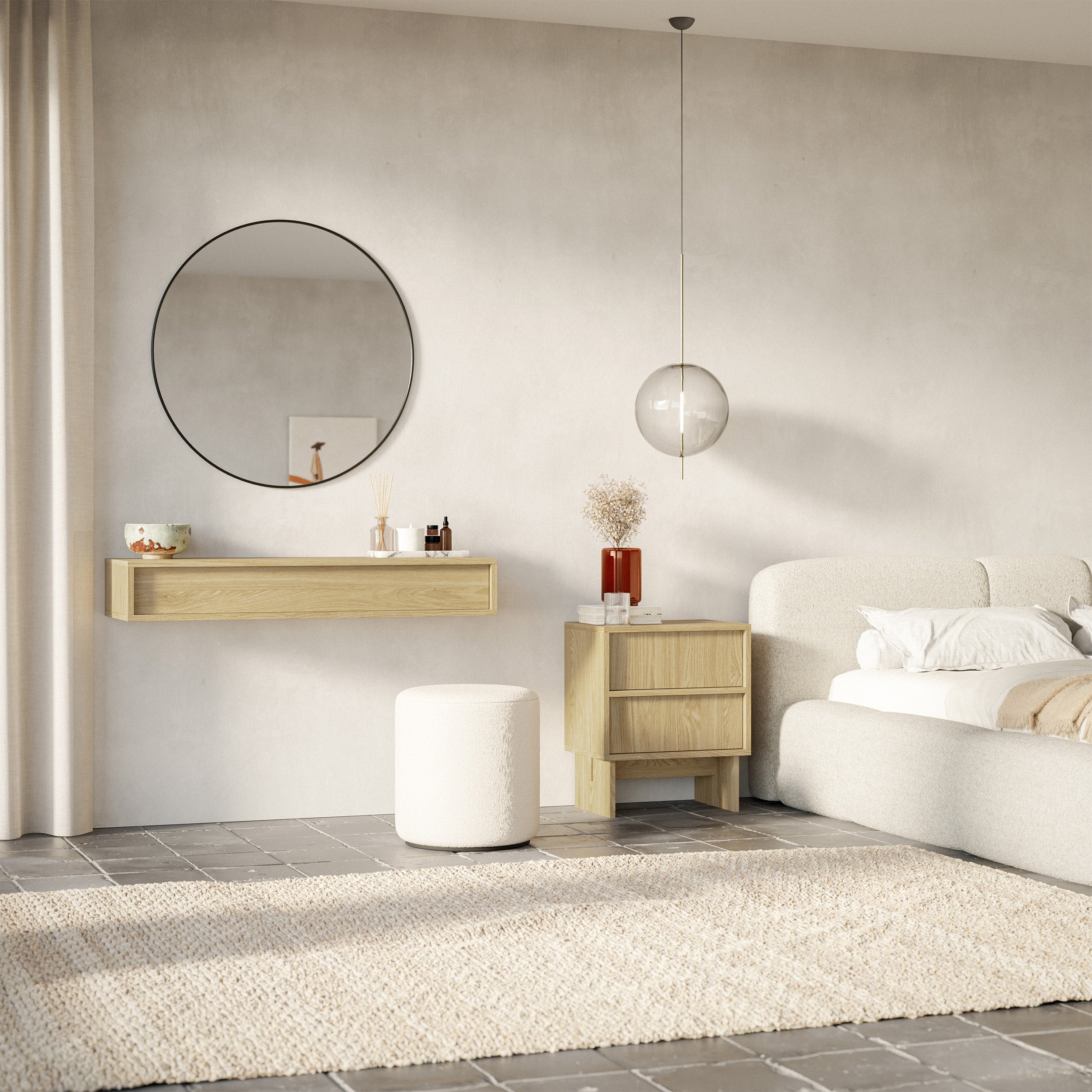 Sanva-Konsole mit Hänge-Schublade, 90 cm, geölte Eiche