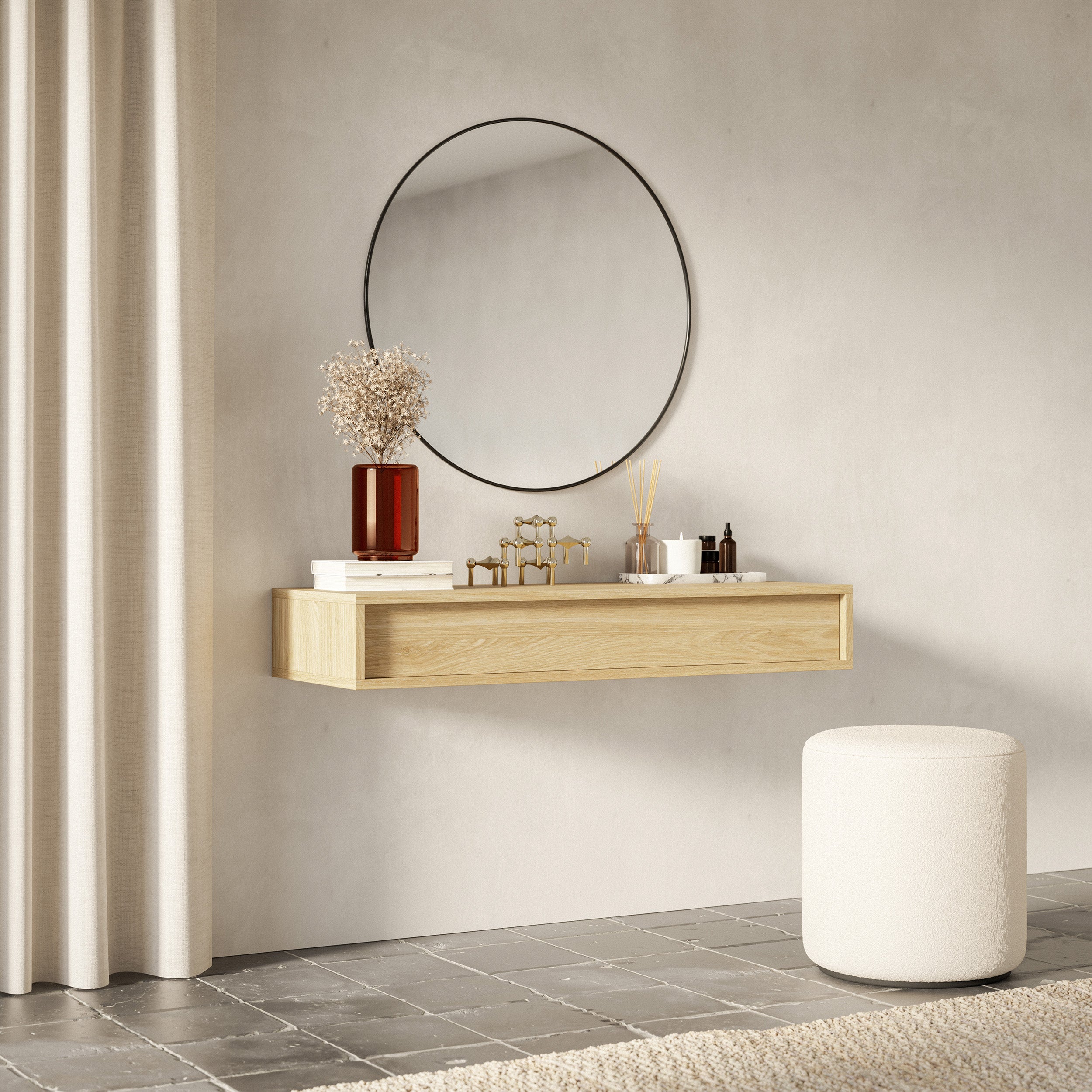 Sanva-Konsole mit Hänge-Schublade, 90 cm, geölte Eiche