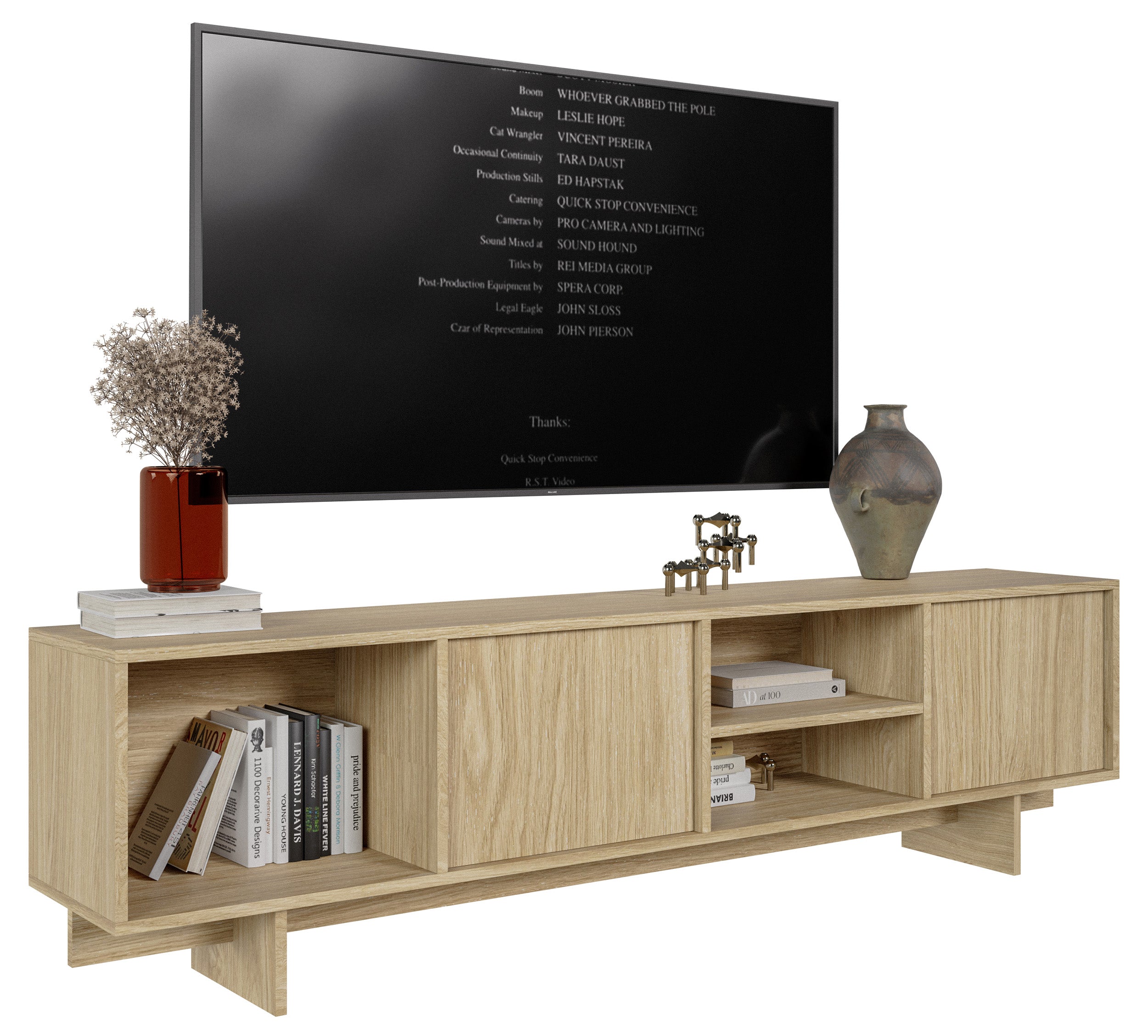 Sanva TV-Schrank mit zwei Türen und drei Fächern, 200 cm, geölte Eiche