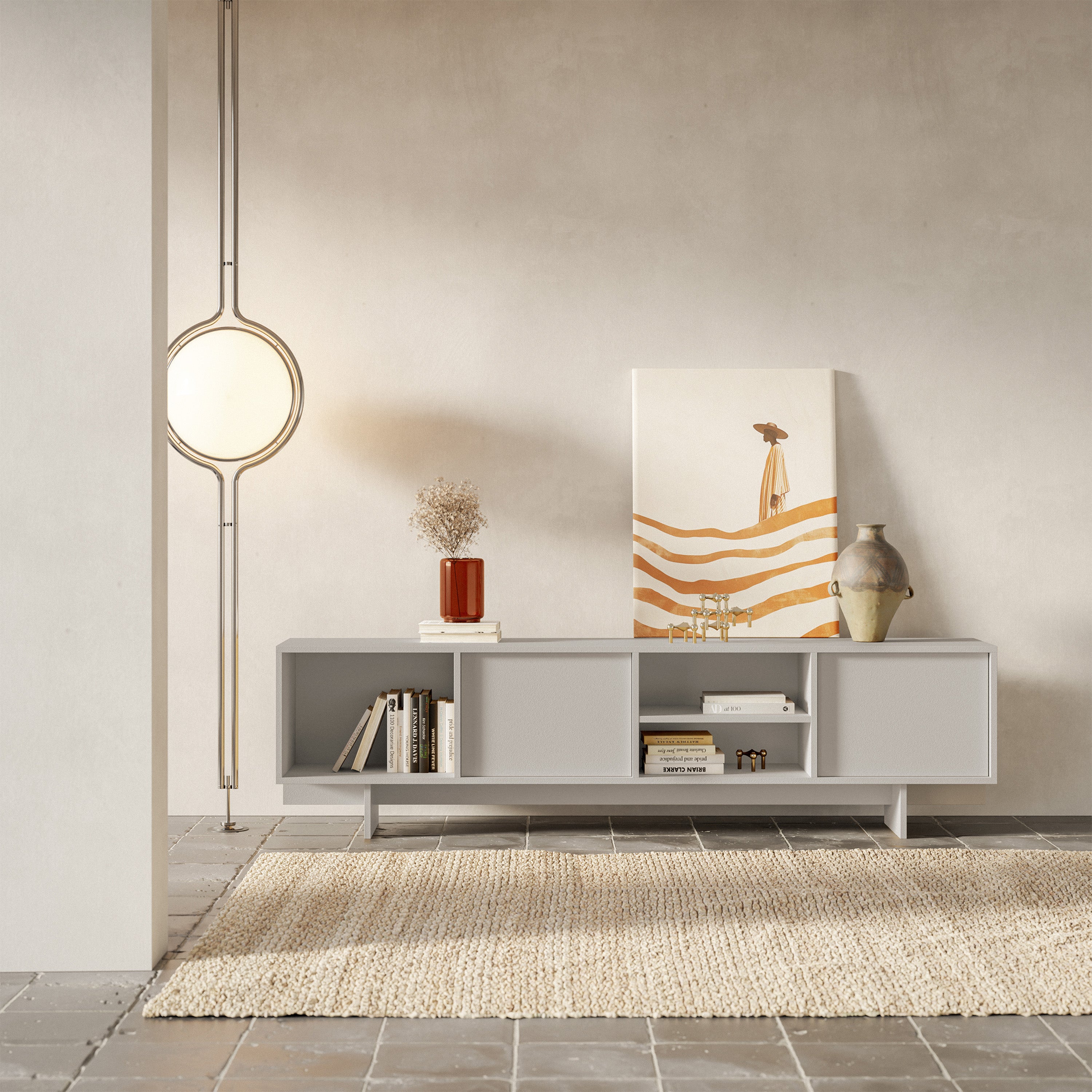 Sanva TV-Schrank mit zwei Türen und drei Fächern, 200 cm, Kaschmir