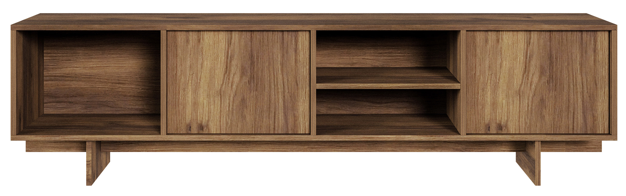 Zweittüriger TV-Schrank Sanva mit drei Fächern, 200 cm, Walnuss Warmia