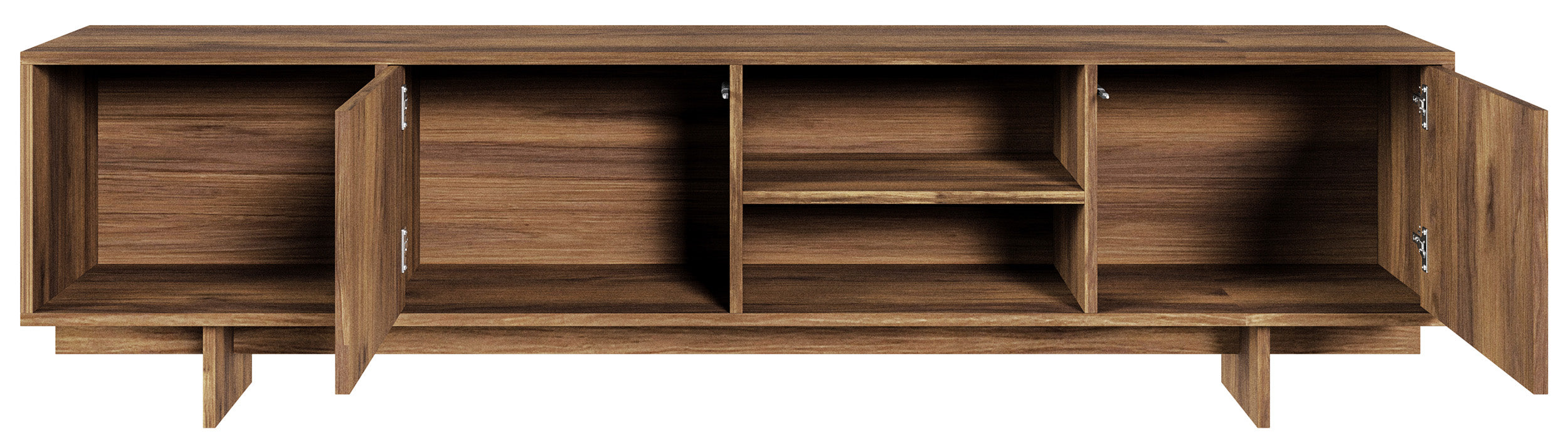Zweittüriger TV-Schrank Sanva mit drei Fächern, 200 cm, Walnuss Warmia