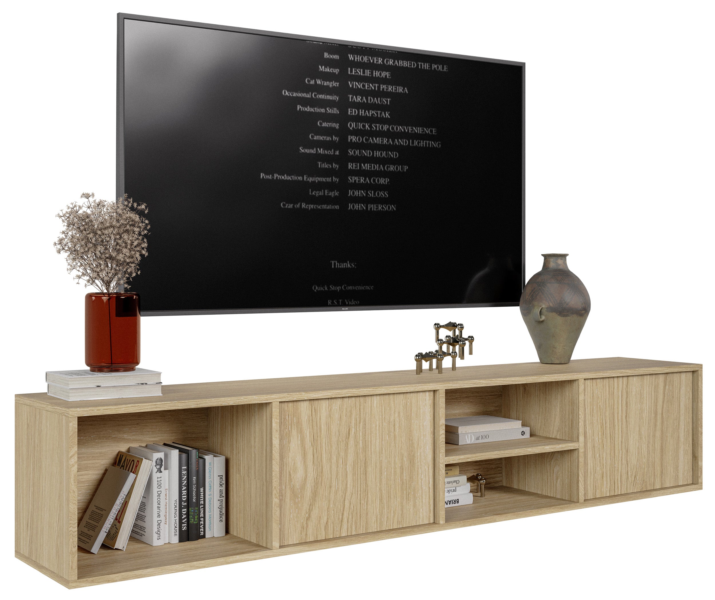 Sanva Hängeschrank für TV, zweiflügelig mit drei Fächern, 200 cm, geölte Eiche