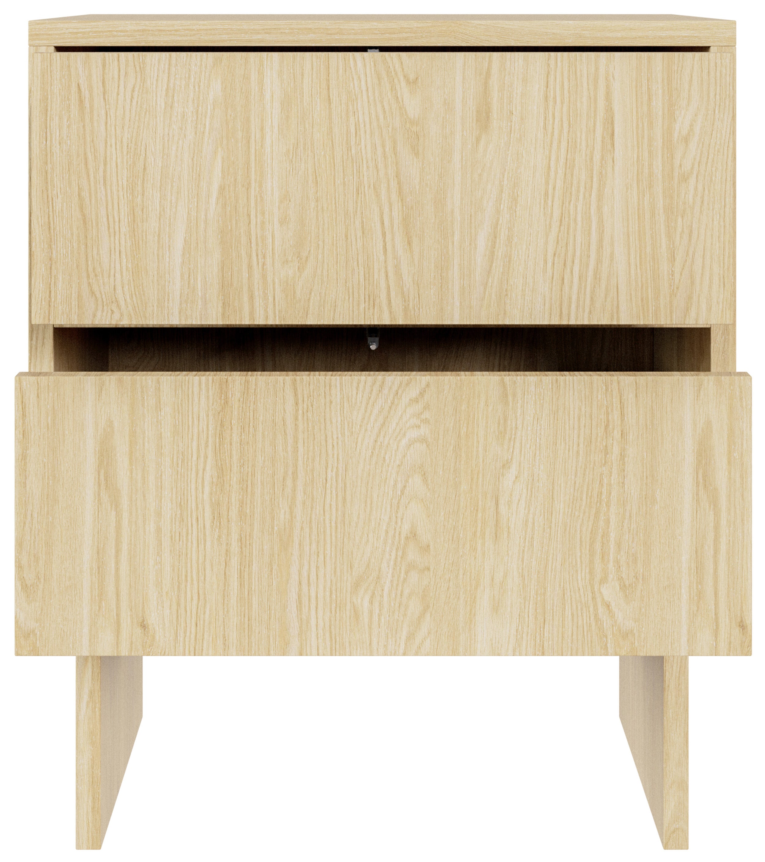 Nachttisch Sanva mit zwei Schubladen, 50 cm, geölte Eiche