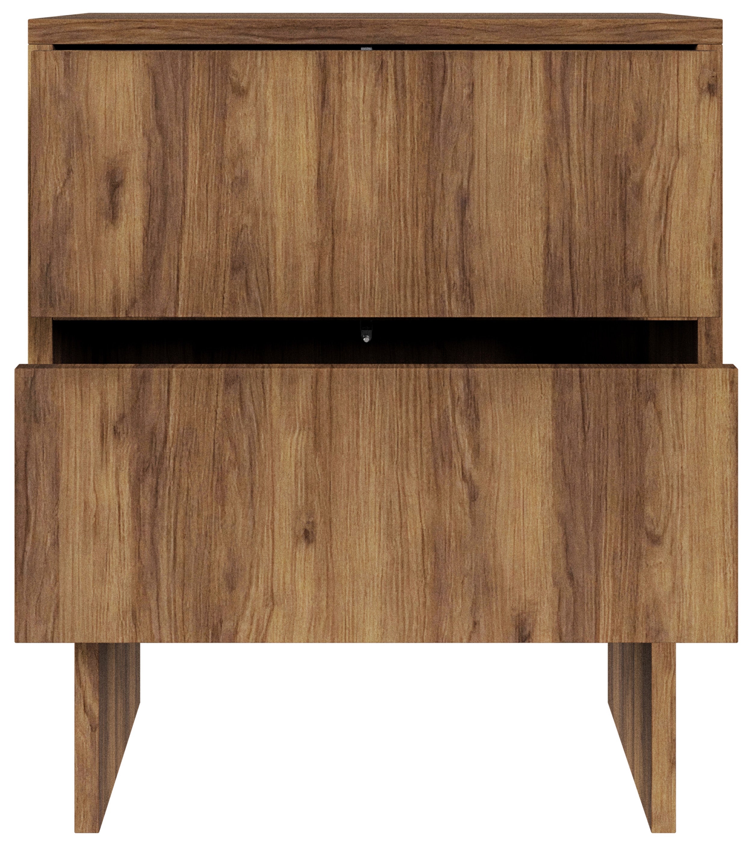 Nachttisch Sanva mit zwei Schubladen, 50 cm, Walnuss Warmia