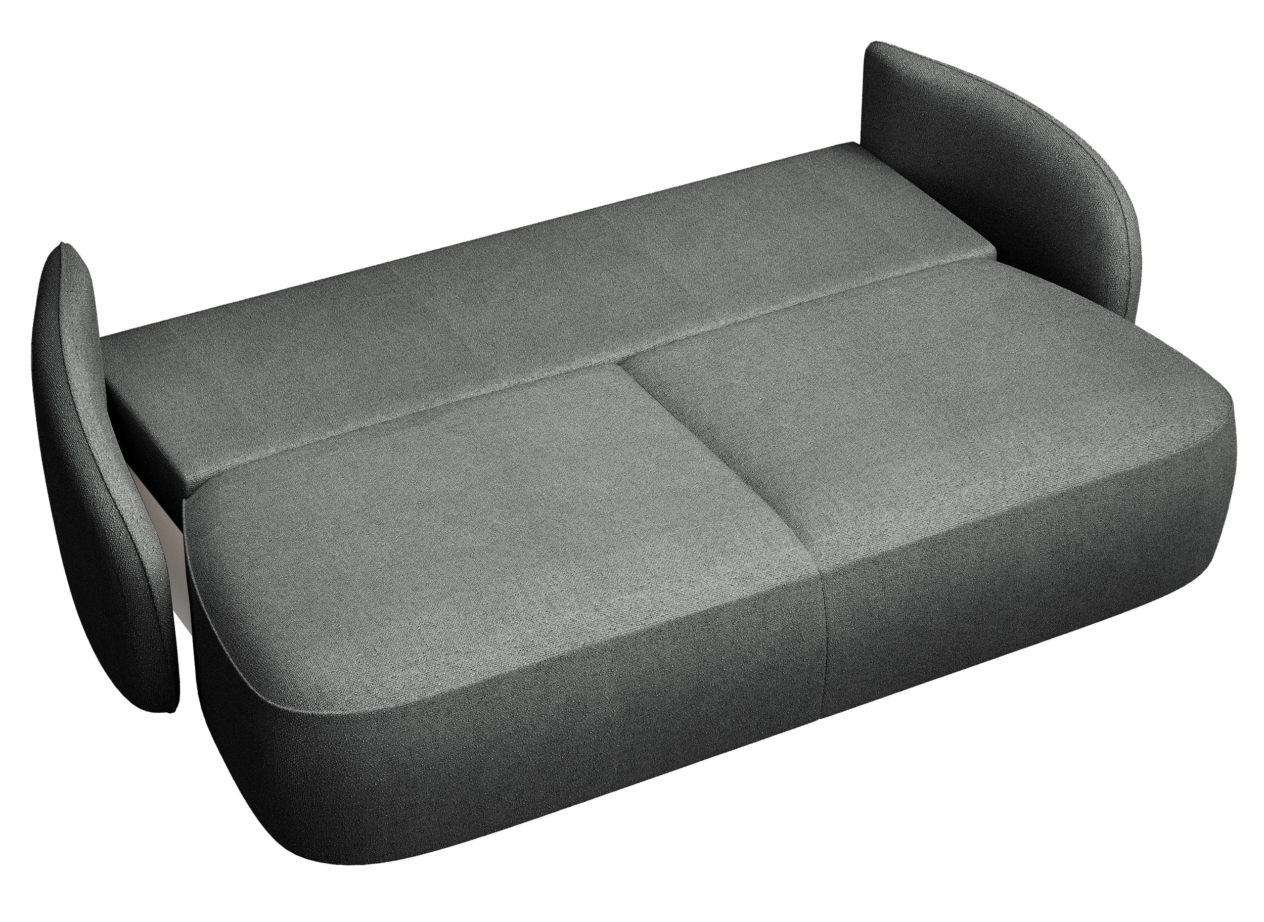 Dreisitziges ausklappbares Sofa Savoy mit Stauraum, dunkelgrauer hydrophober Chenillebezug