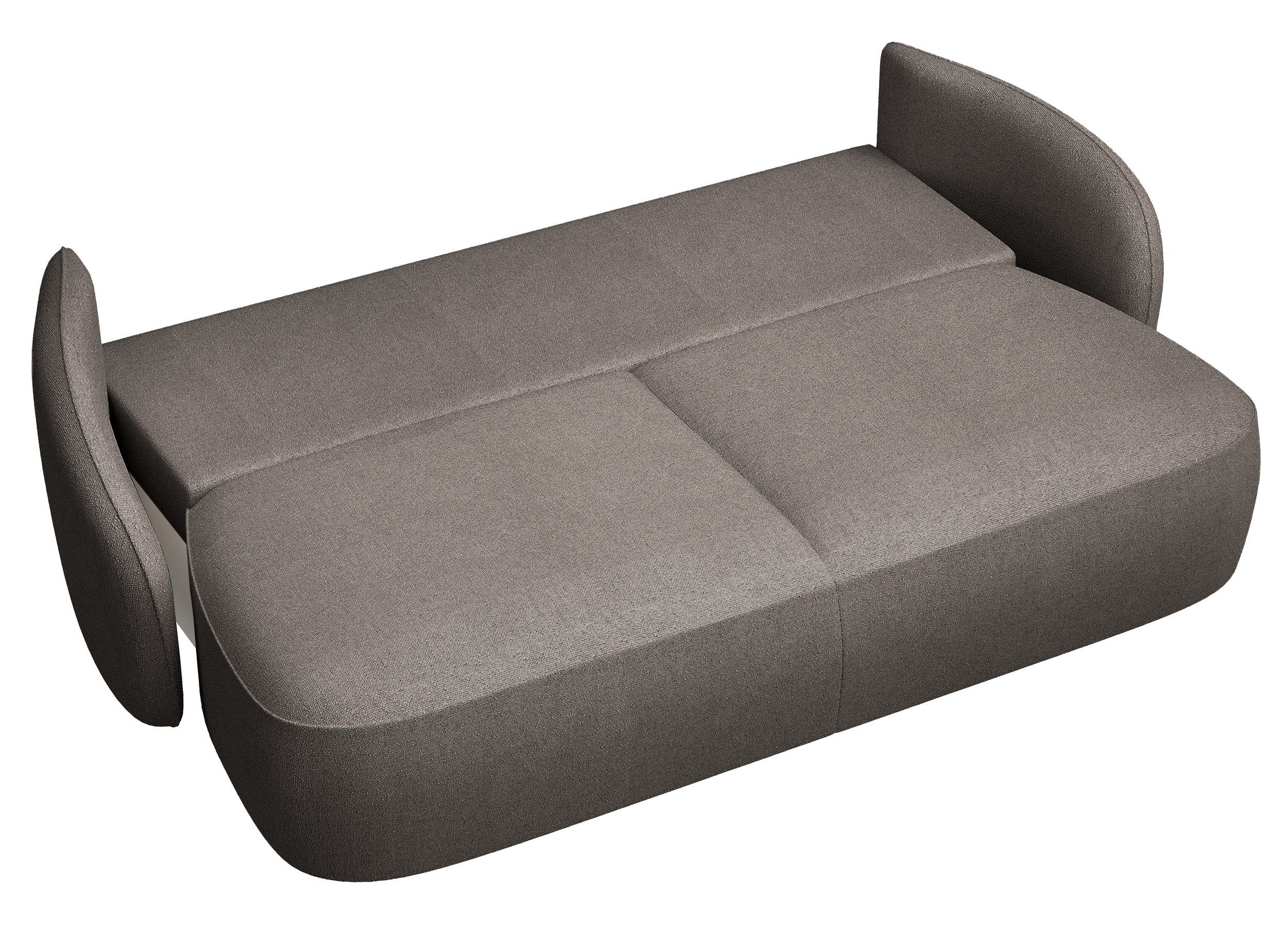 Dreisitziges Schlafsofa Savoy mit Stauraum, hellbrauner, hydrofober Chenillestoff