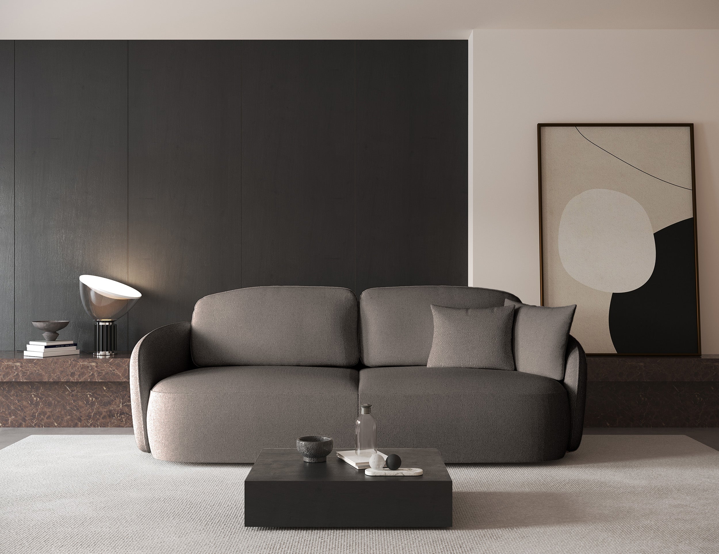 Dreisitziges Schlafsofa Savoy mit Stauraum, hellbrauner, hydrofober Chenillestoff
