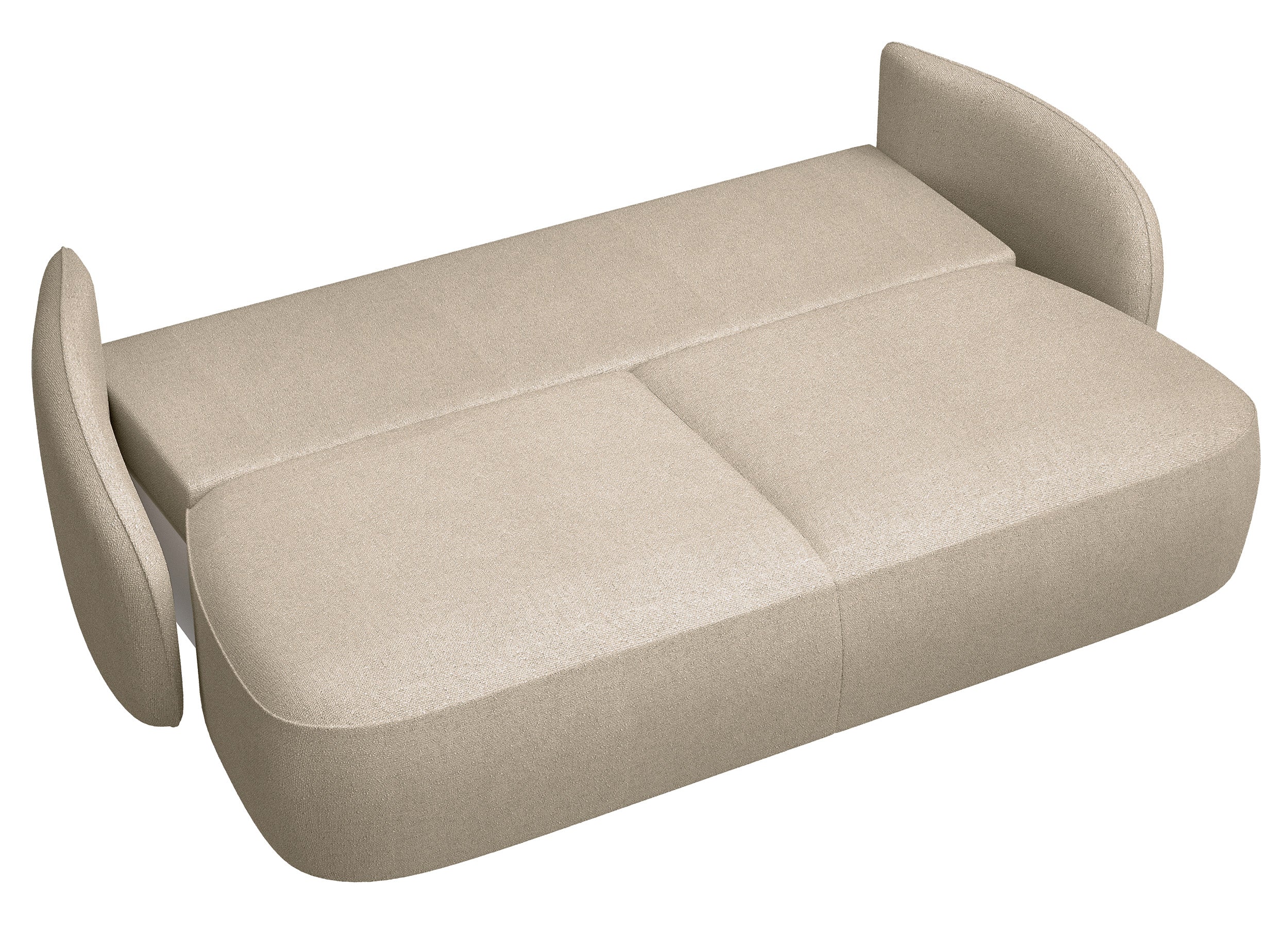 Dreisitziges ausklappbares Sofa Savoy mit Stauraum, beige, hydrophobes Chenille