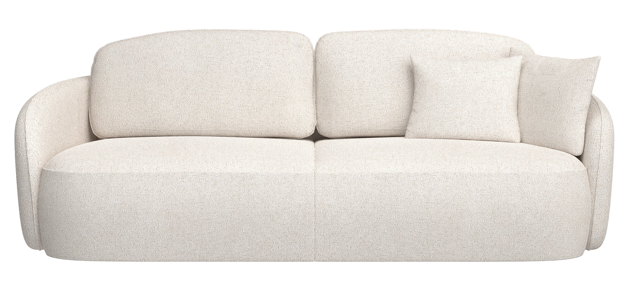 Dreisitziges ausklappbares Sofa Savoy mit Stauraum, cremefarbener hydrophober Chenillestoff