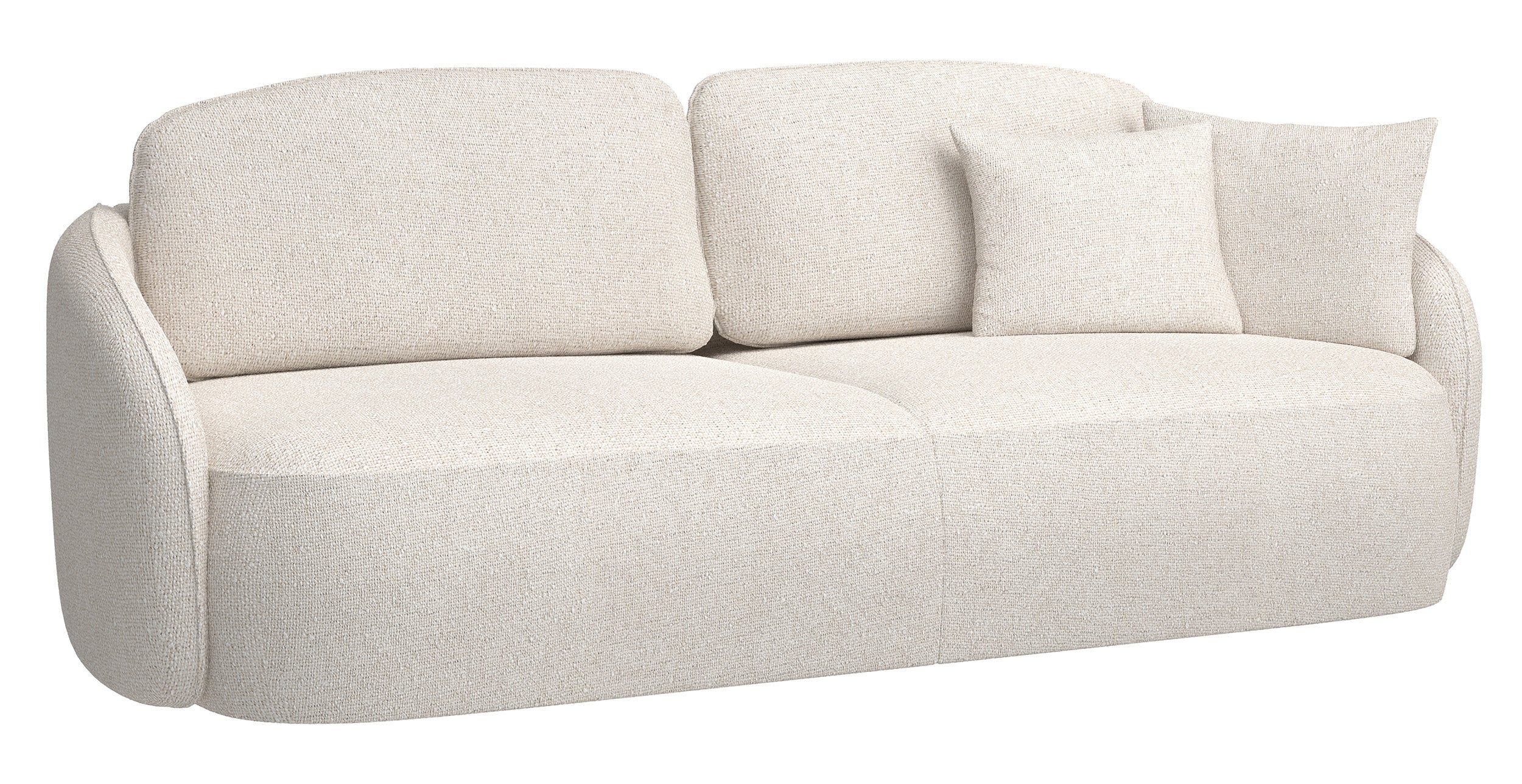 Dreisitziges ausklappbares Sofa Savoy mit Stauraum, cremefarbener hydrophober Chenillestoff