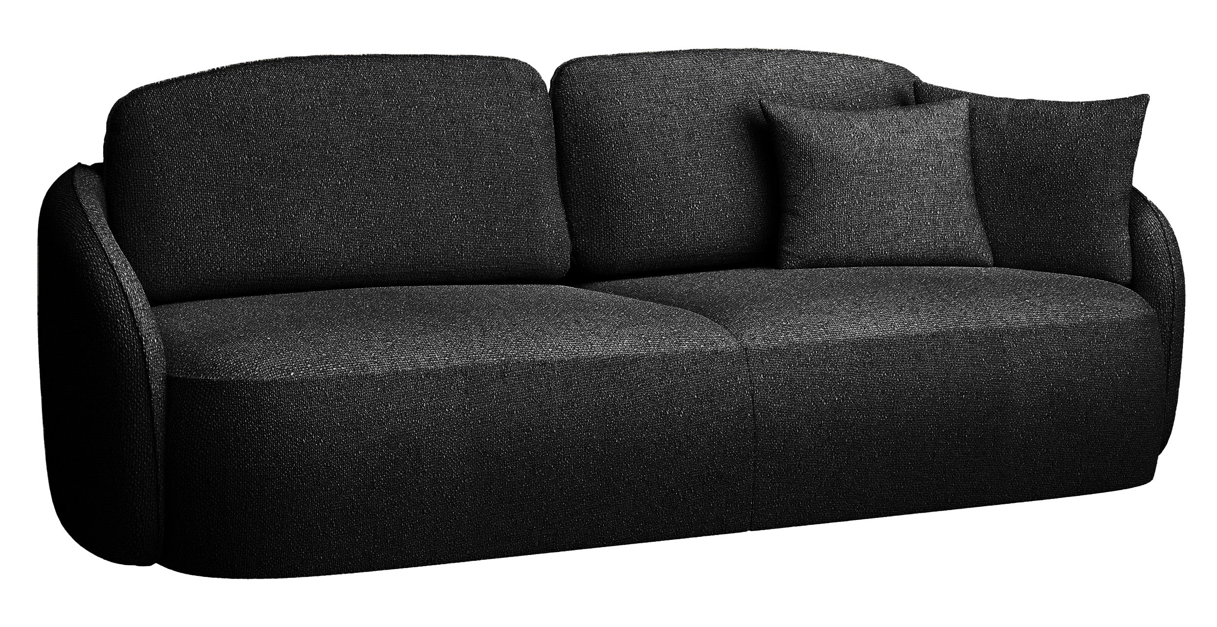 Schwarzes, dreisitziges Schlafsofa Savoy mit Stauraum, hydrophobes Chenille