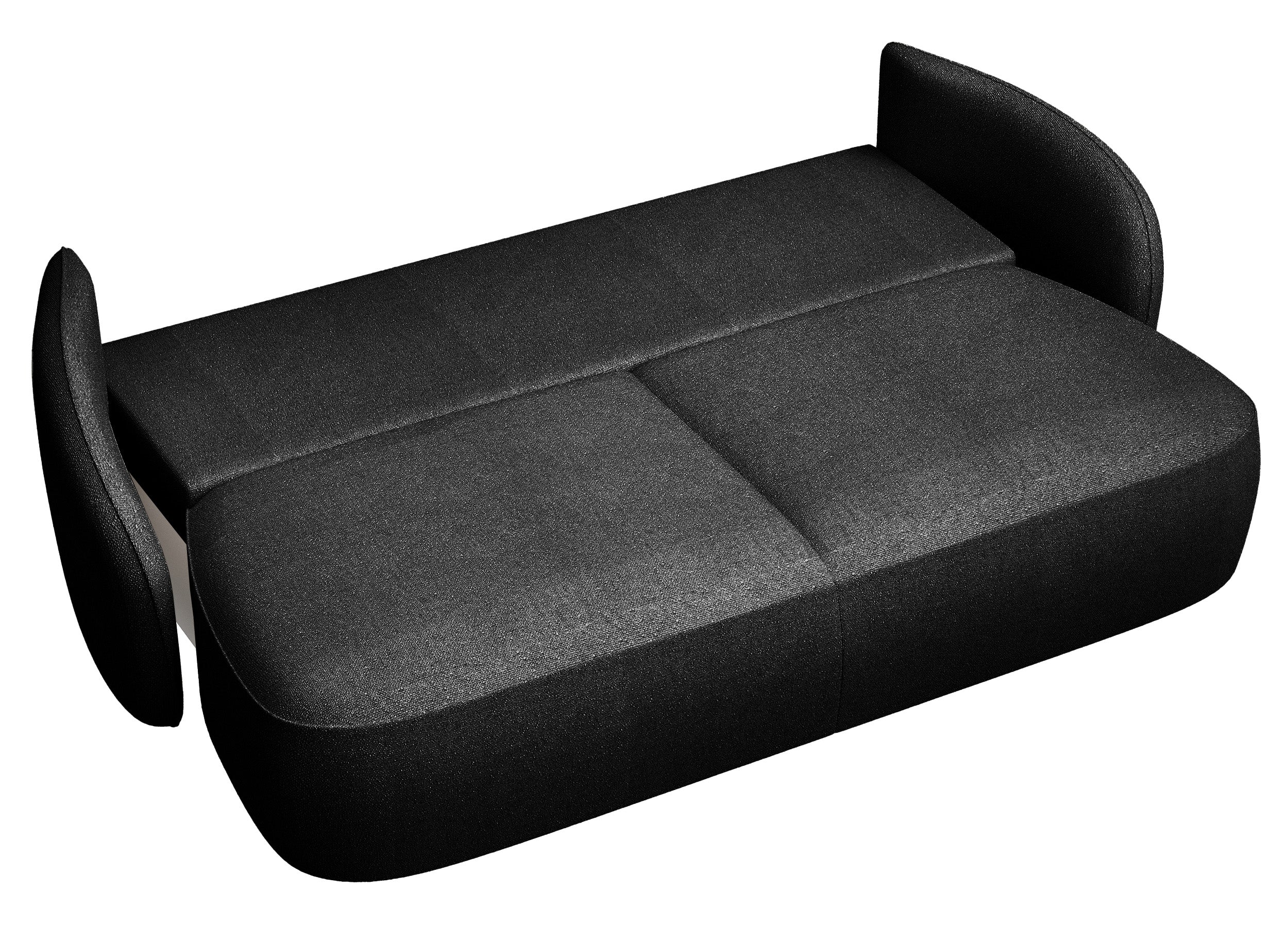 Schwarzes, dreisitziges Schlafsofa Savoy mit Stauraum, hydrophobes Chenille