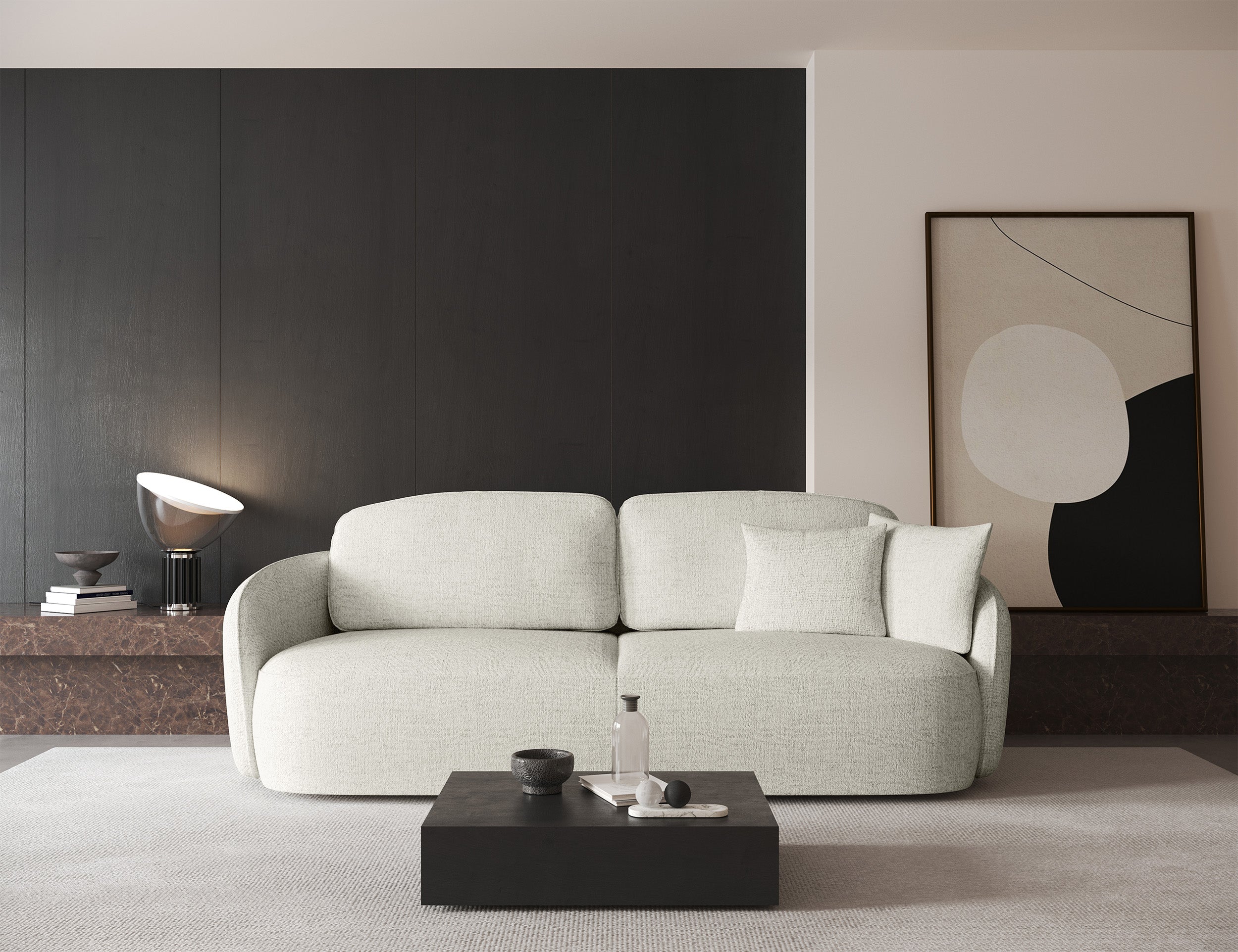 Dreisitziges ausklappbares Sofa Savoy mit Stauraum, cremefarbene Flechtung