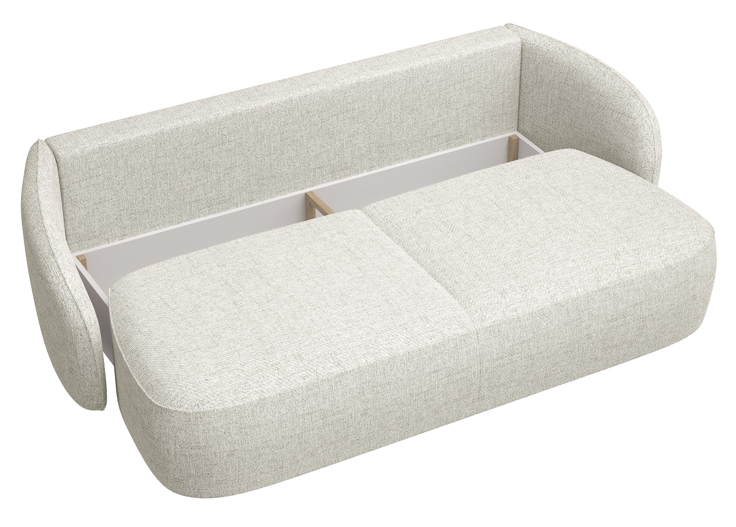 Dreisitziges ausklappbares Sofa Savoy mit Stauraum, cremefarbene Flechtung