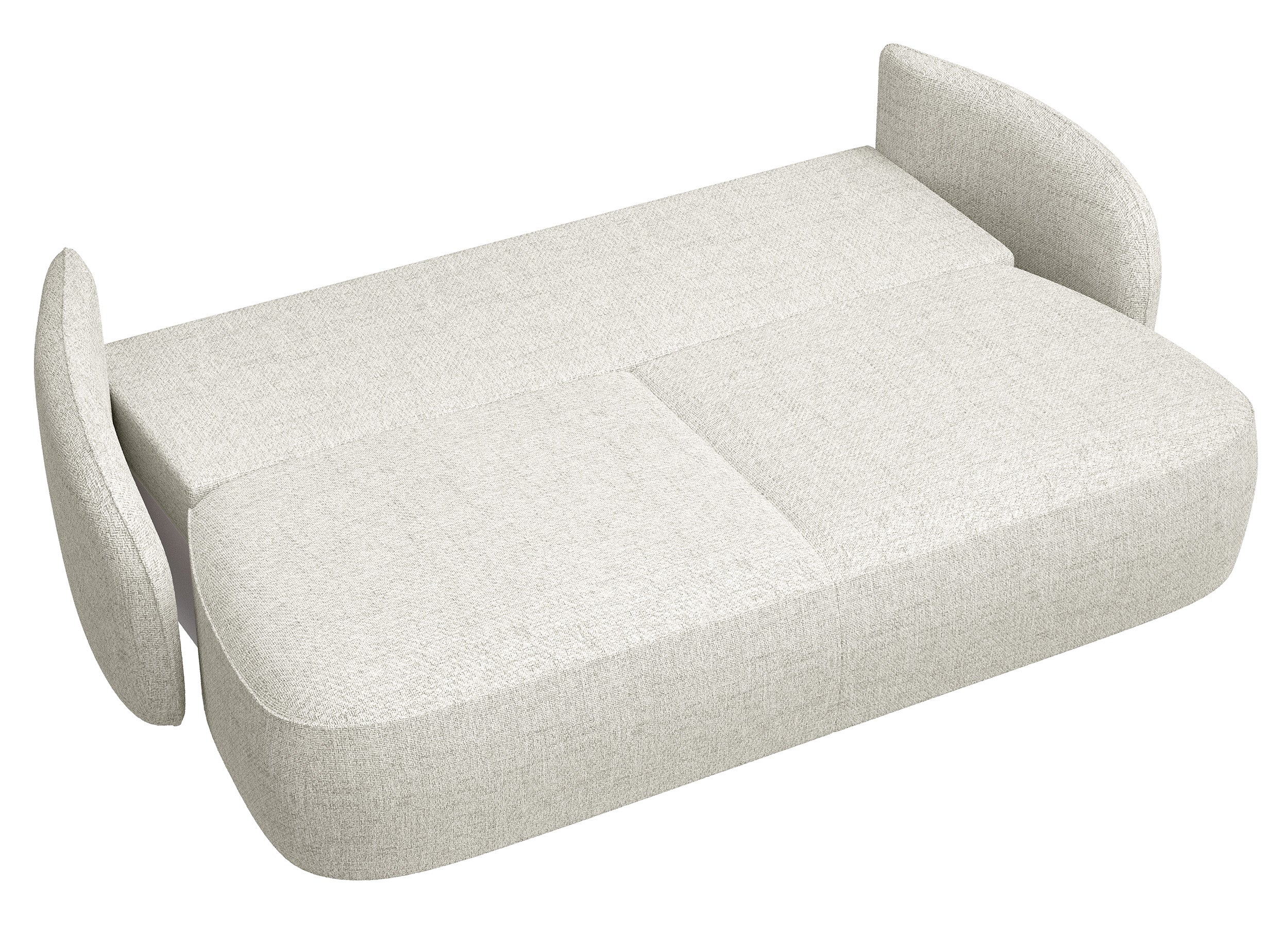 Dreisitziges ausklappbares Sofa Savoy mit Stauraum, cremefarbene Flechtung