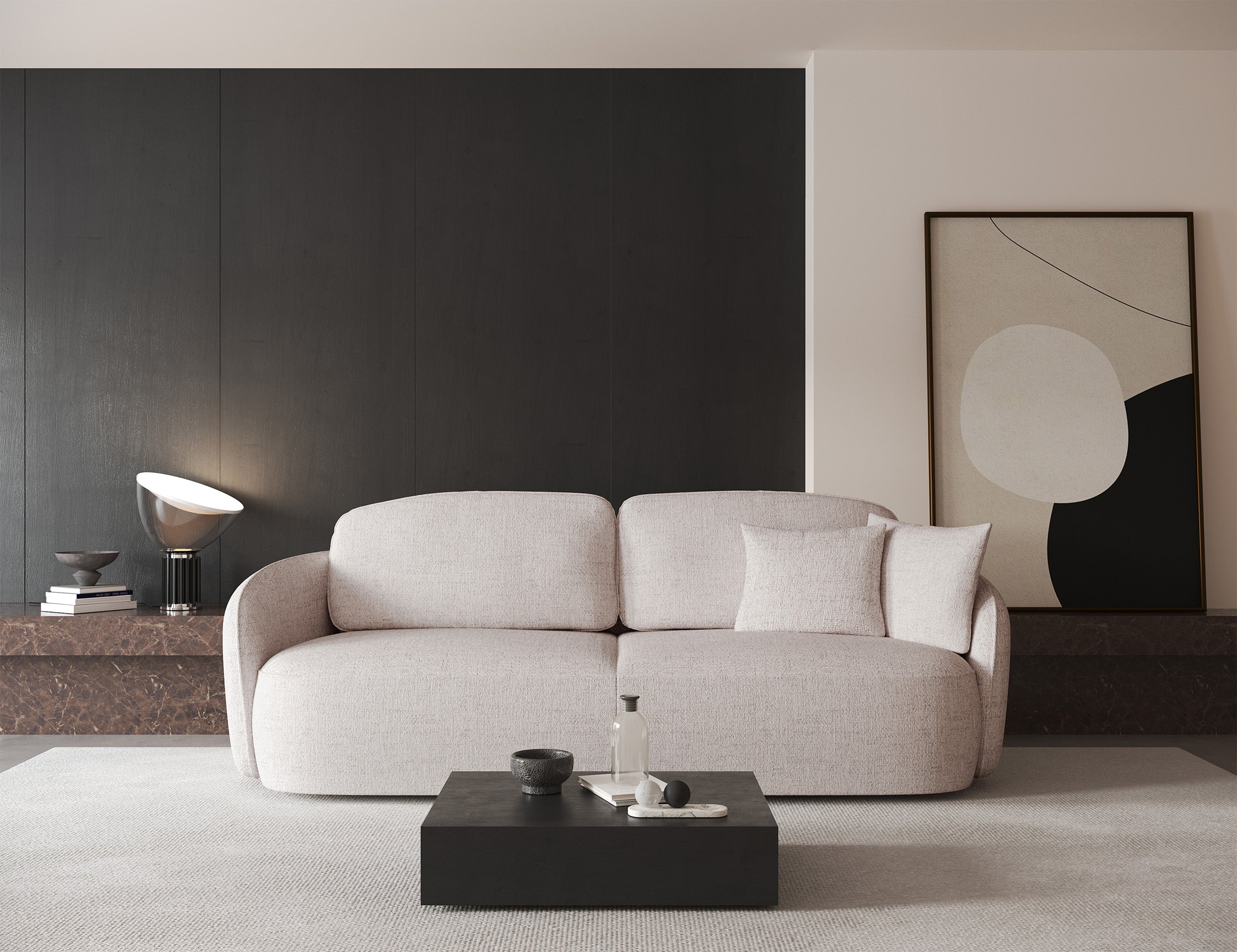 Dreisitziges Schlafsofa Savoy mit Stauraum, hellbeige, Geflecht