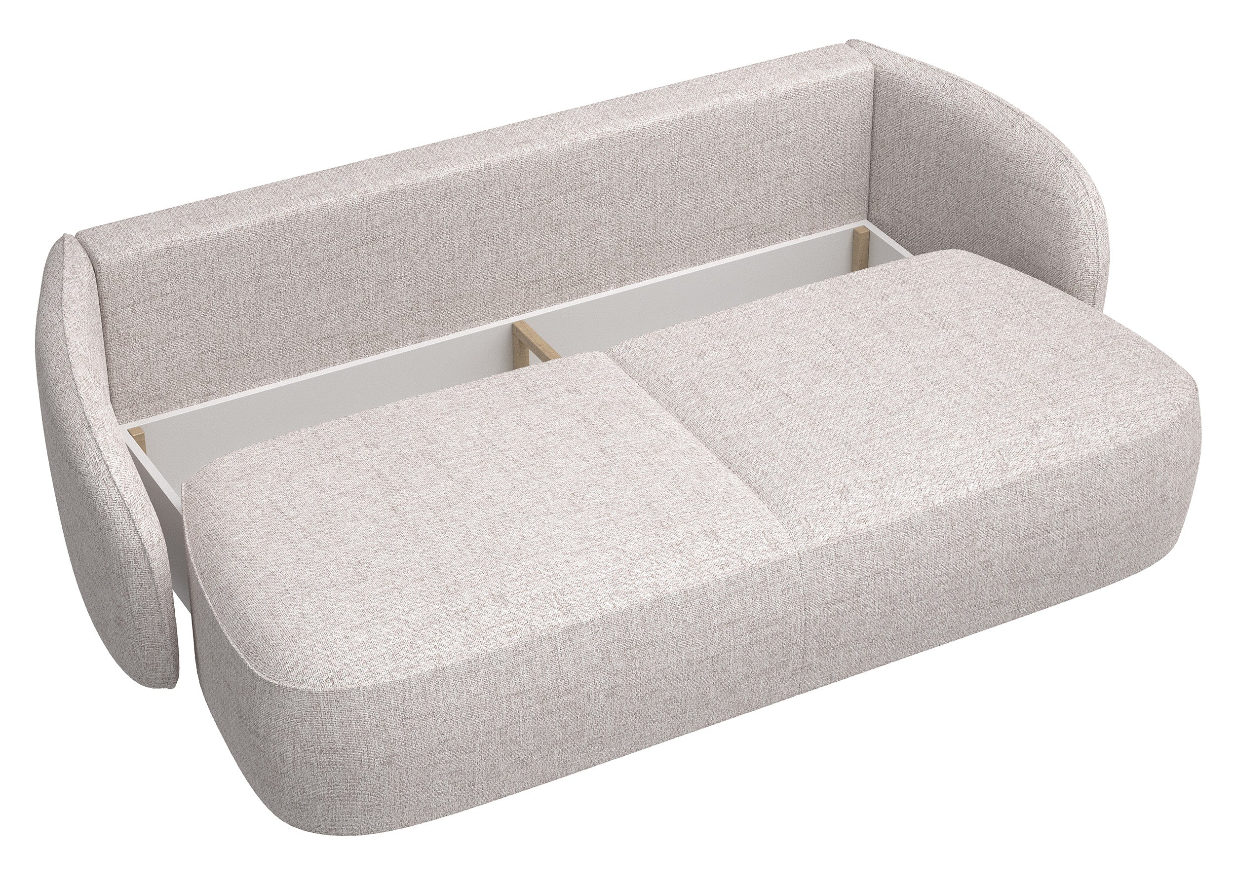 Dreisitziges Schlafsofa Savoy mit Stauraum, hellbeige, Geflecht